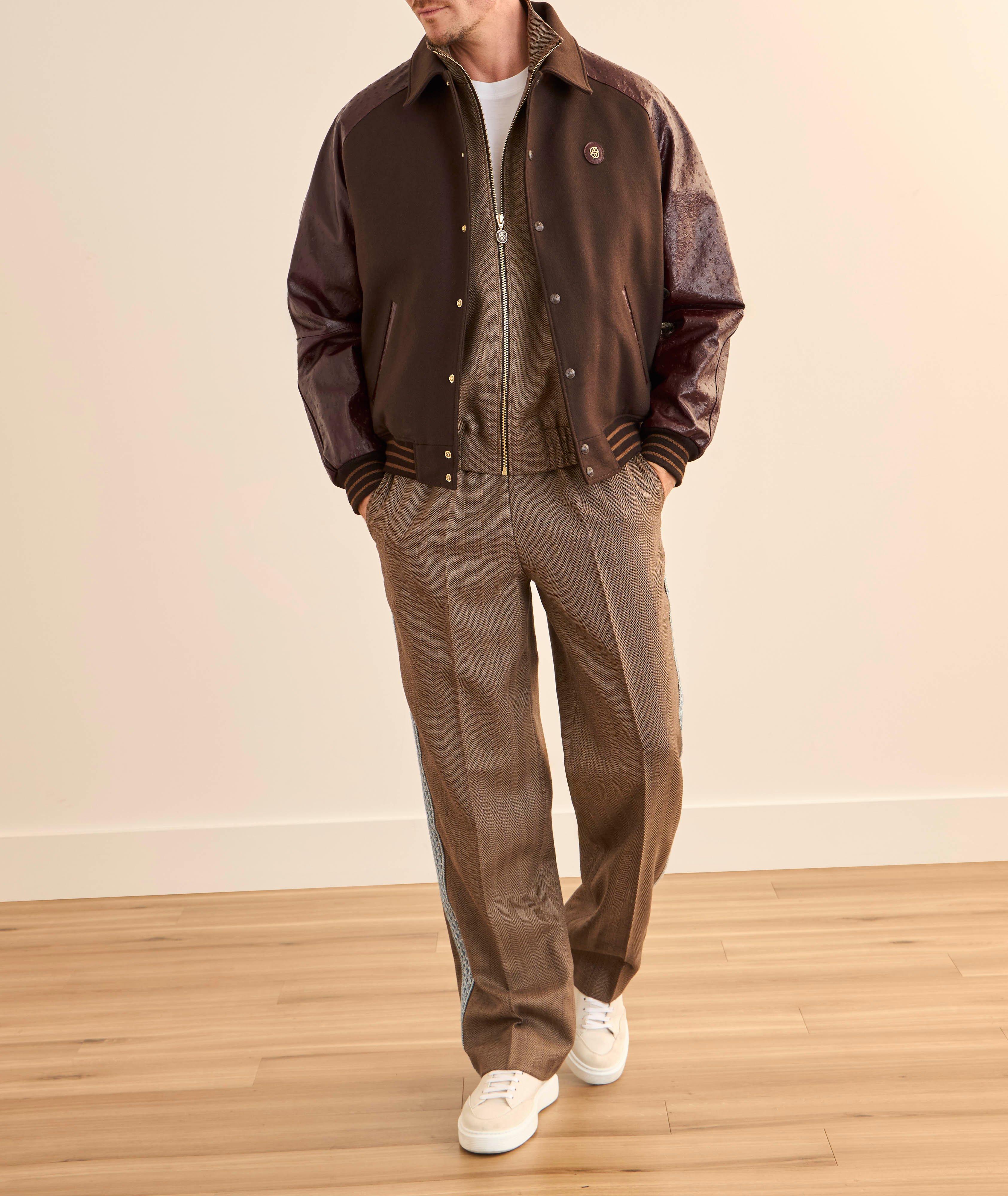 Wide-Leg Chevron Wool Pants image 4