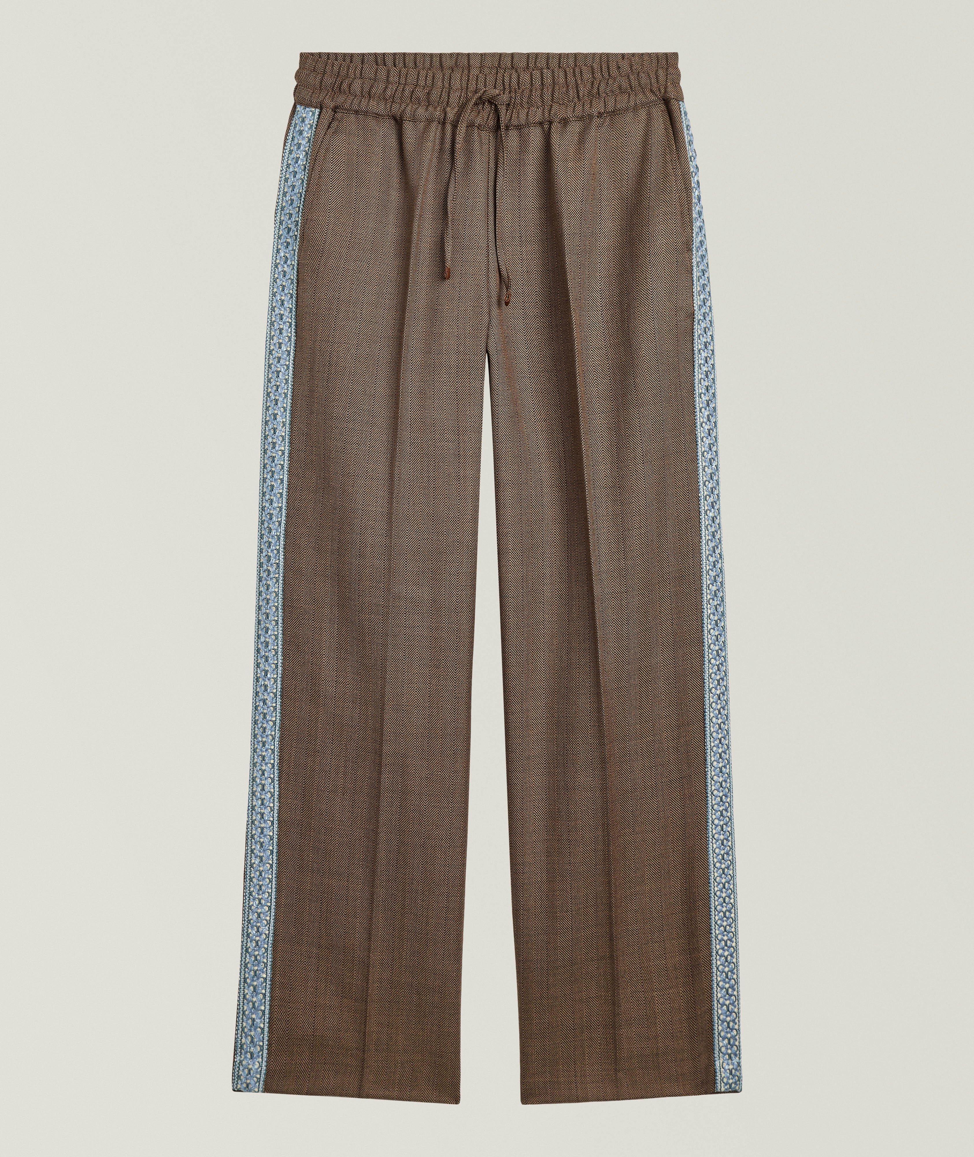 Wide-Leg Chevron Wool Pants image 0