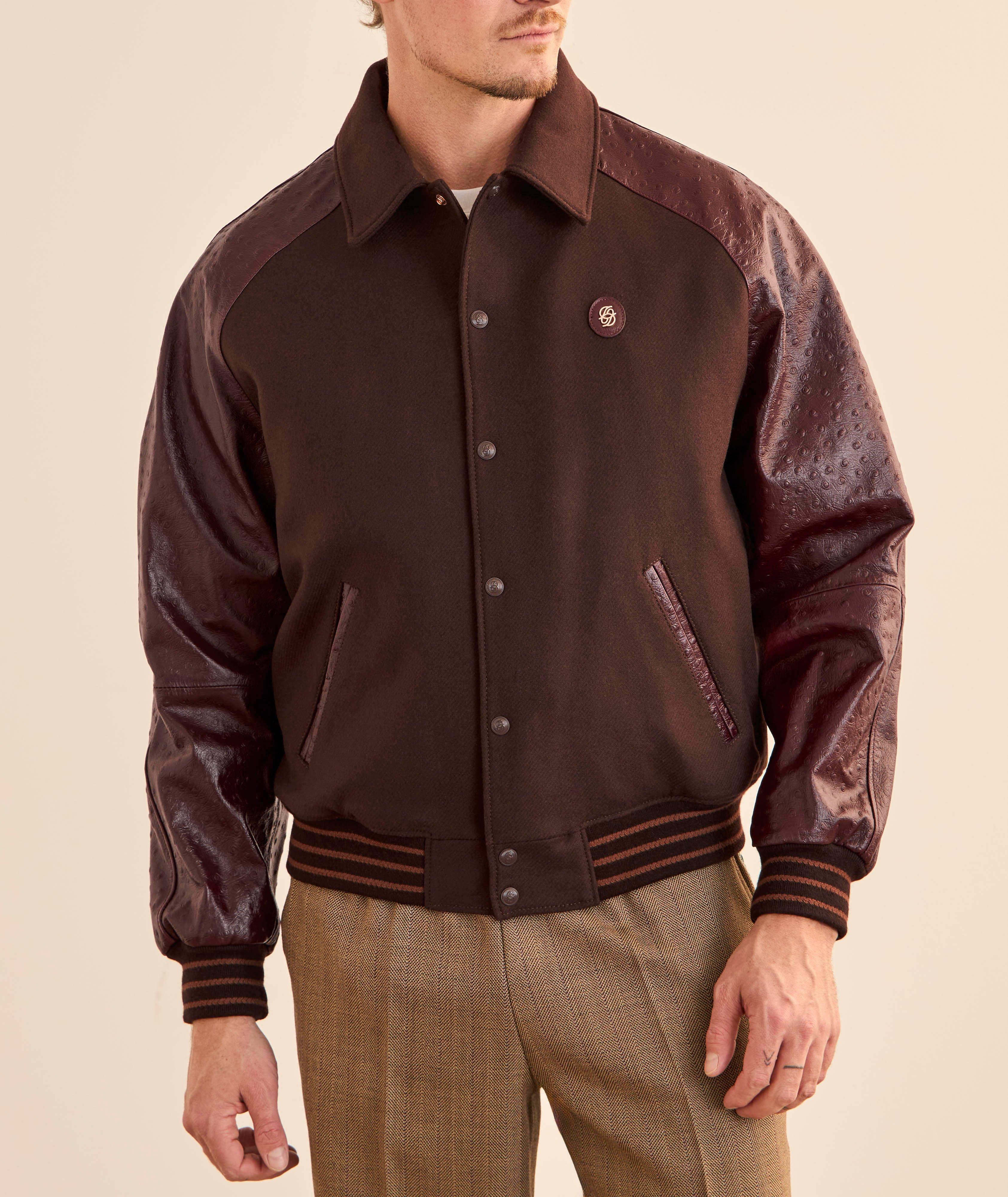 Wool-Blend Leather Varsity Jacket image 1