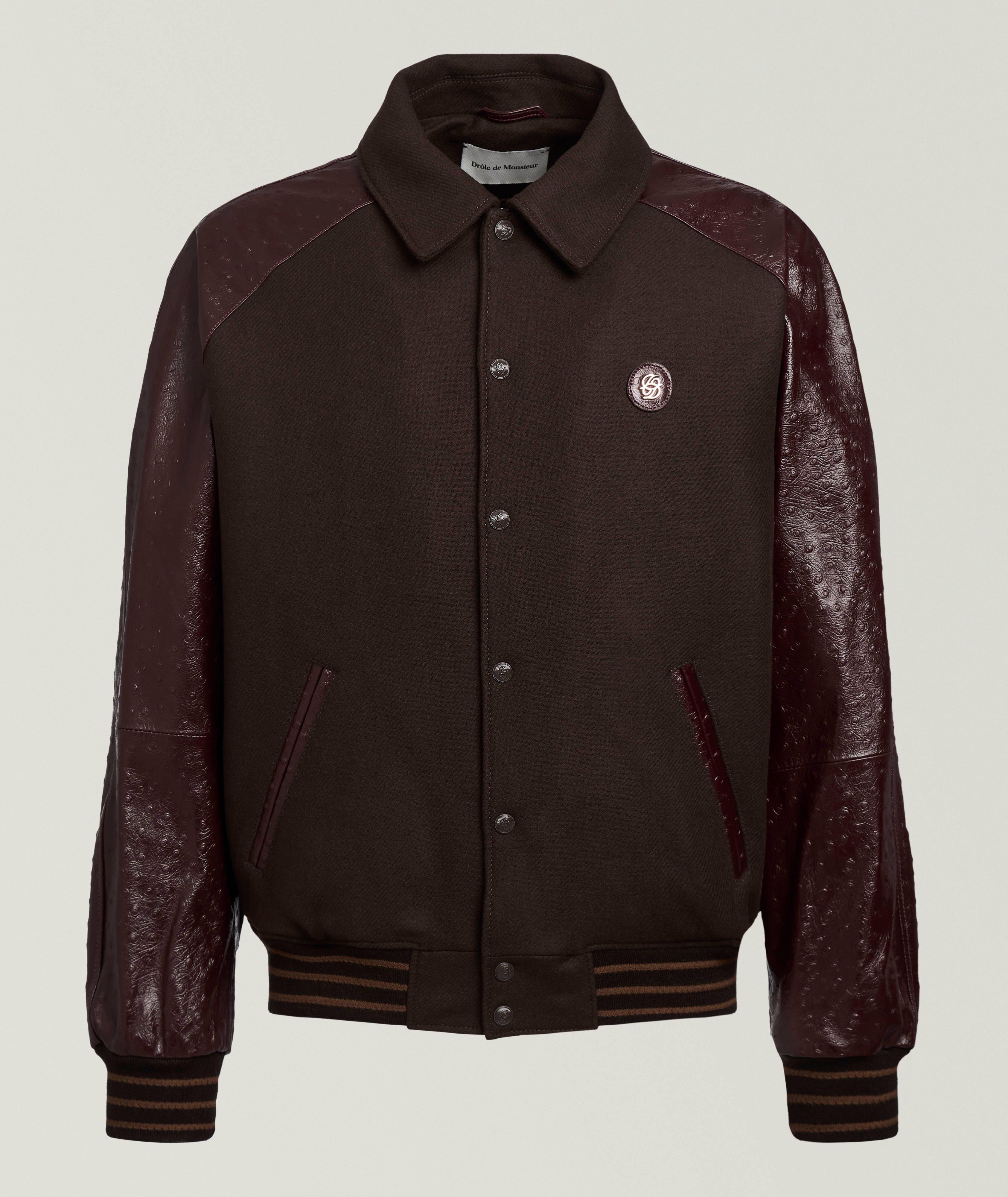 Wool-Blend Leather Varsity Jacket image 0