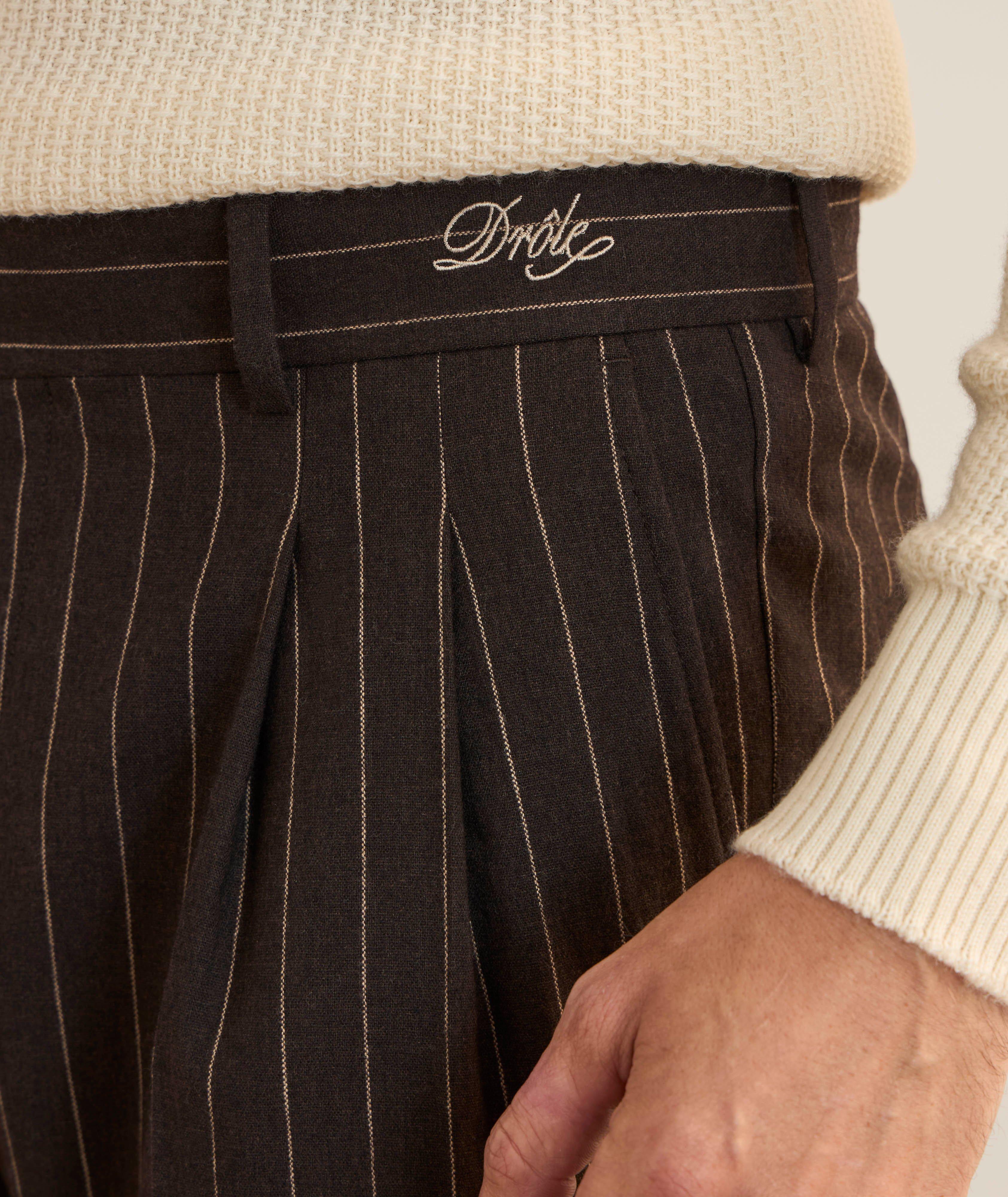 Pantalon large à rayures en mélange de laine image 4