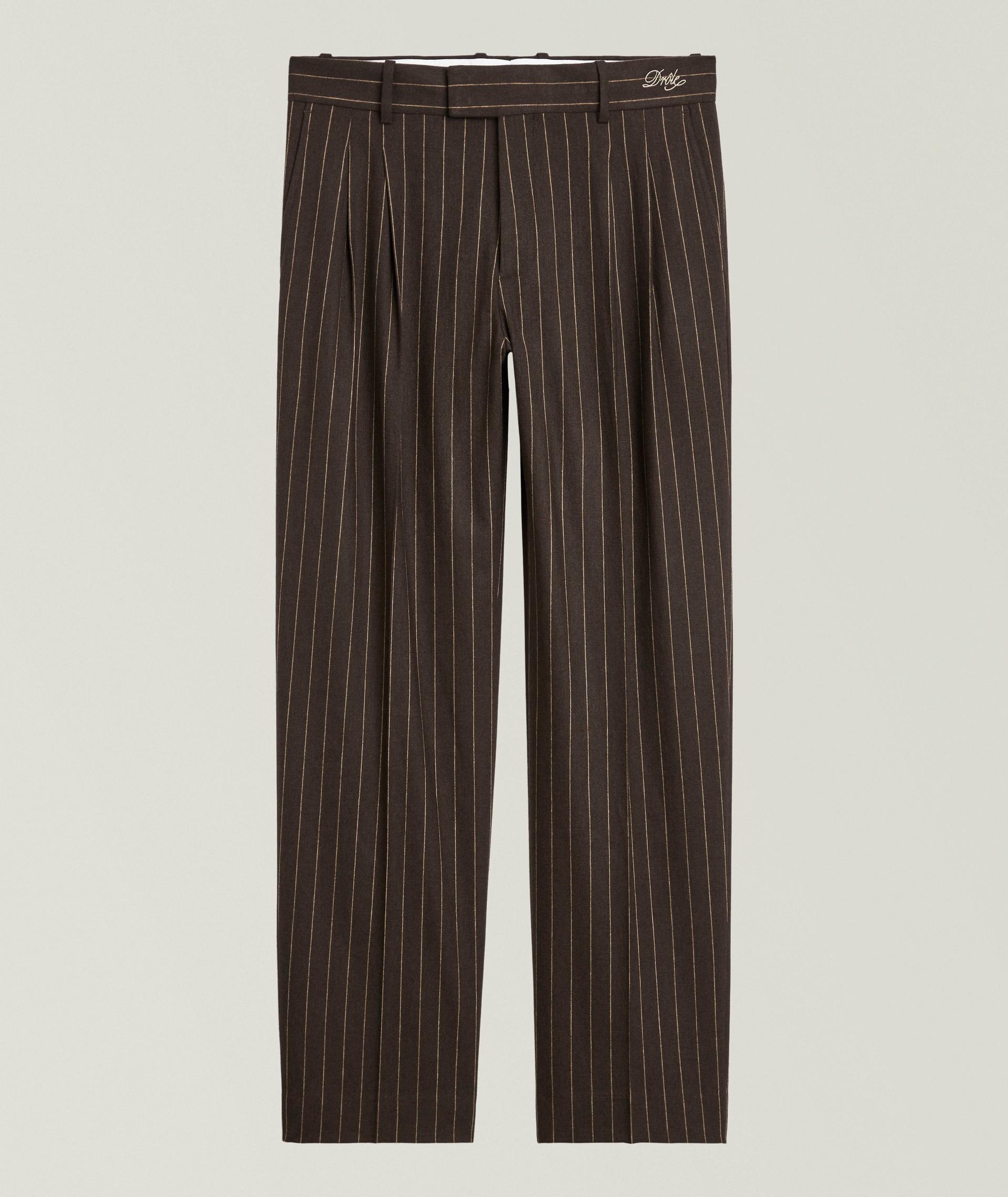 Pinstripe Wool-Blend Wide-Leg Pants image 0