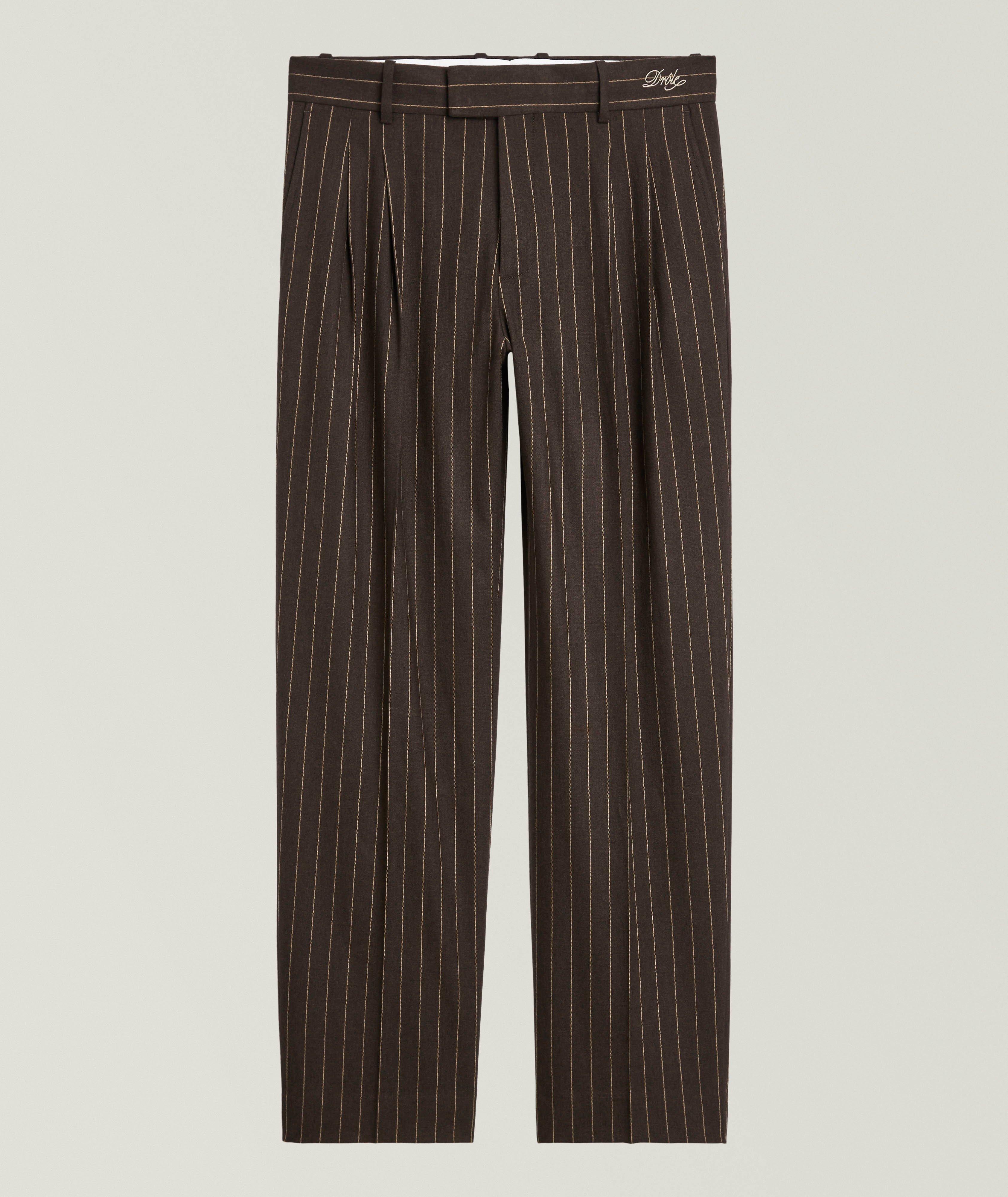 Pinstripe Wool-Blend Wide-Leg Pants image 0