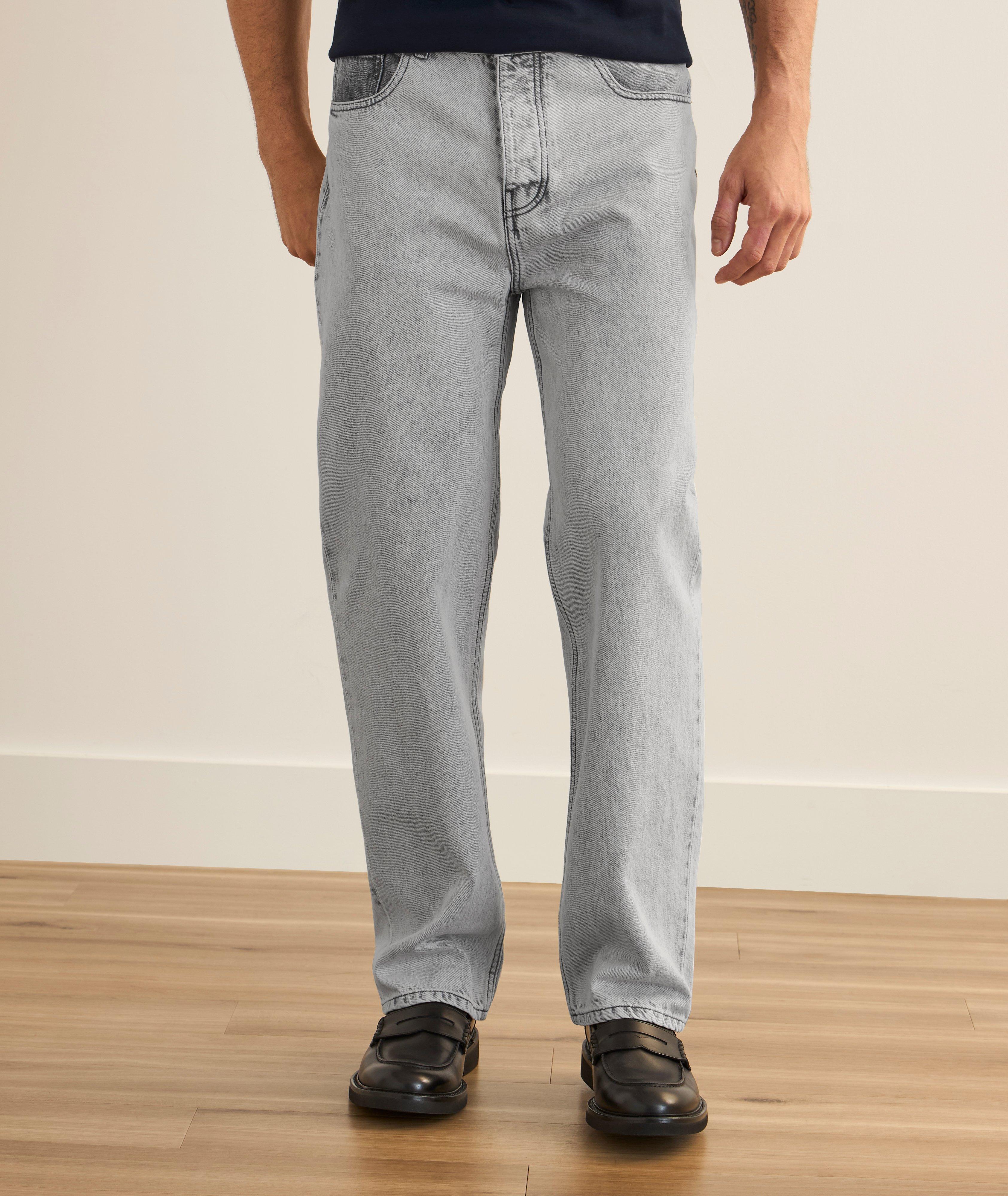 Straight-Leg Acid-Wash Jeans image 1