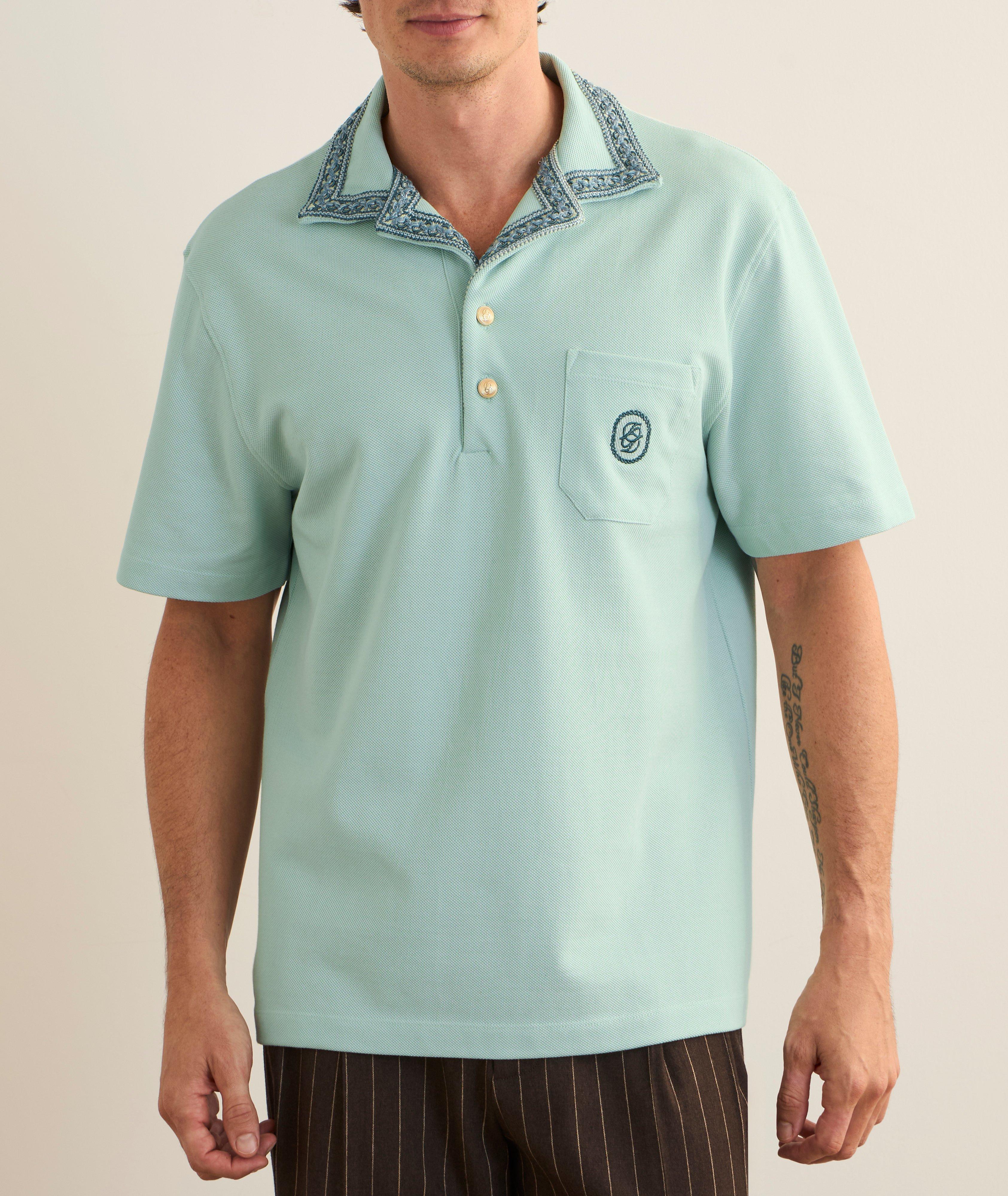 Polo en piqué de coton avec monogramme brodé image 1