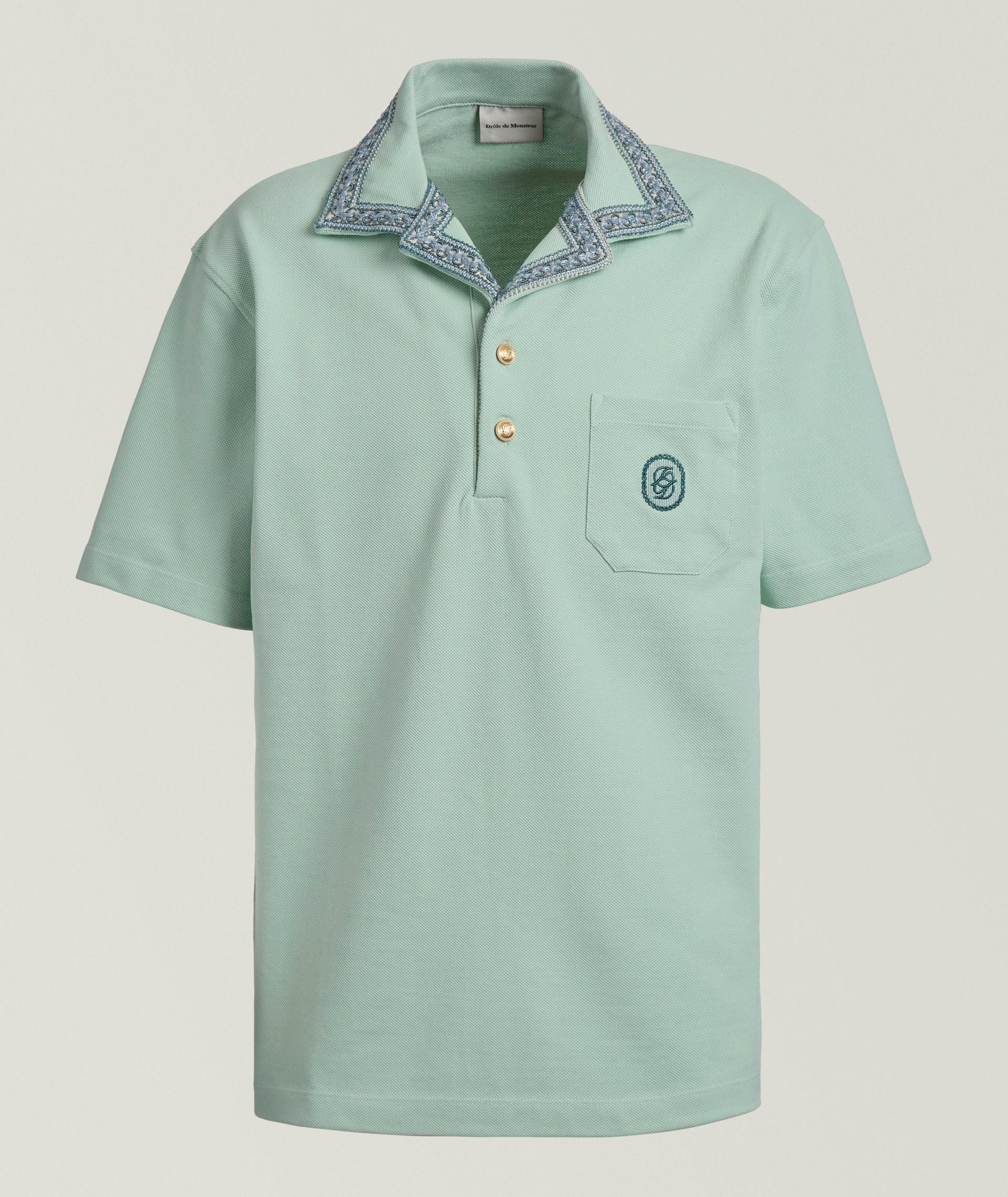 Polo en piqué de coton avec monogramme brodé image 0