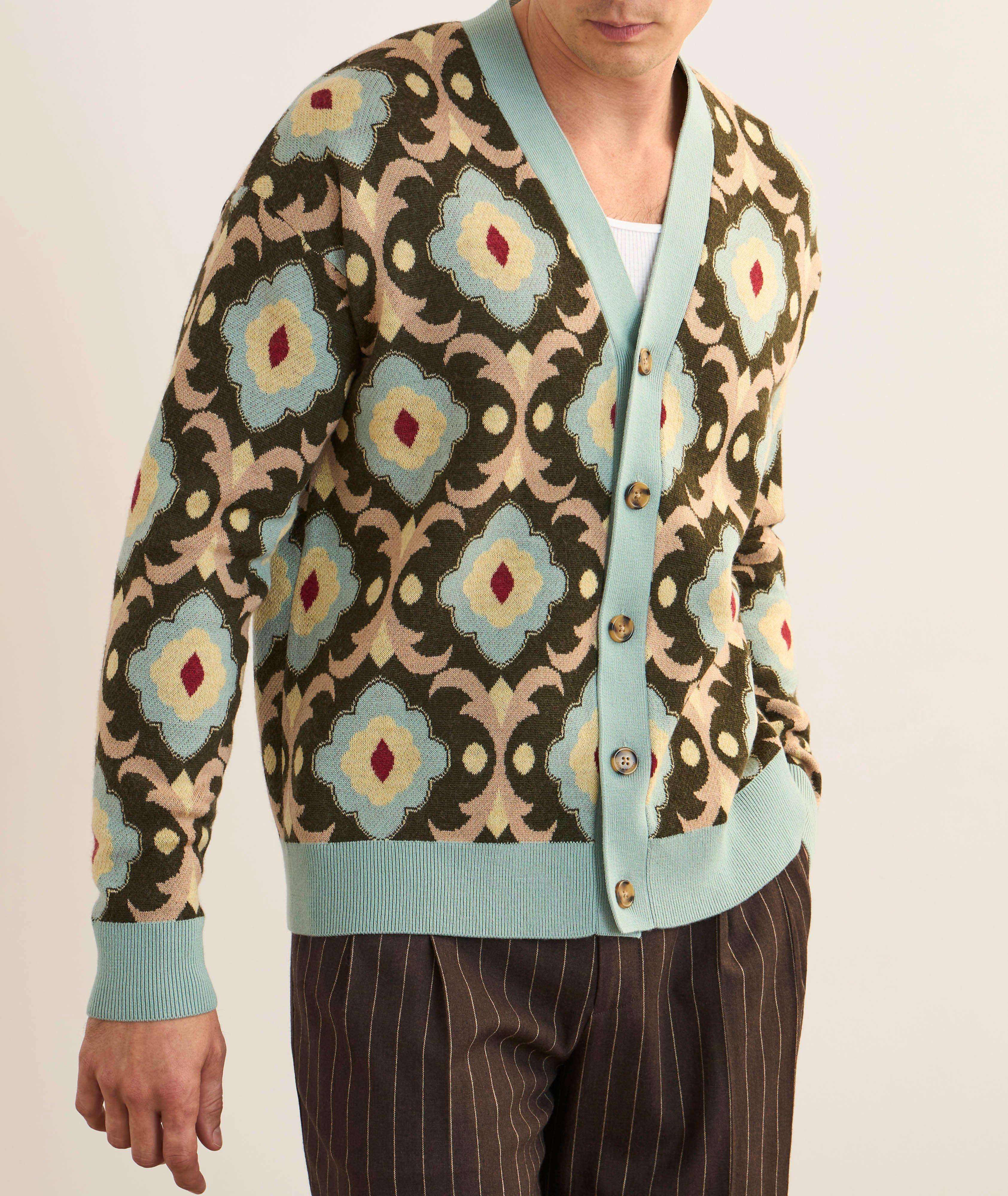 Cardigan en laine mérinos à motif tapisserie image 2