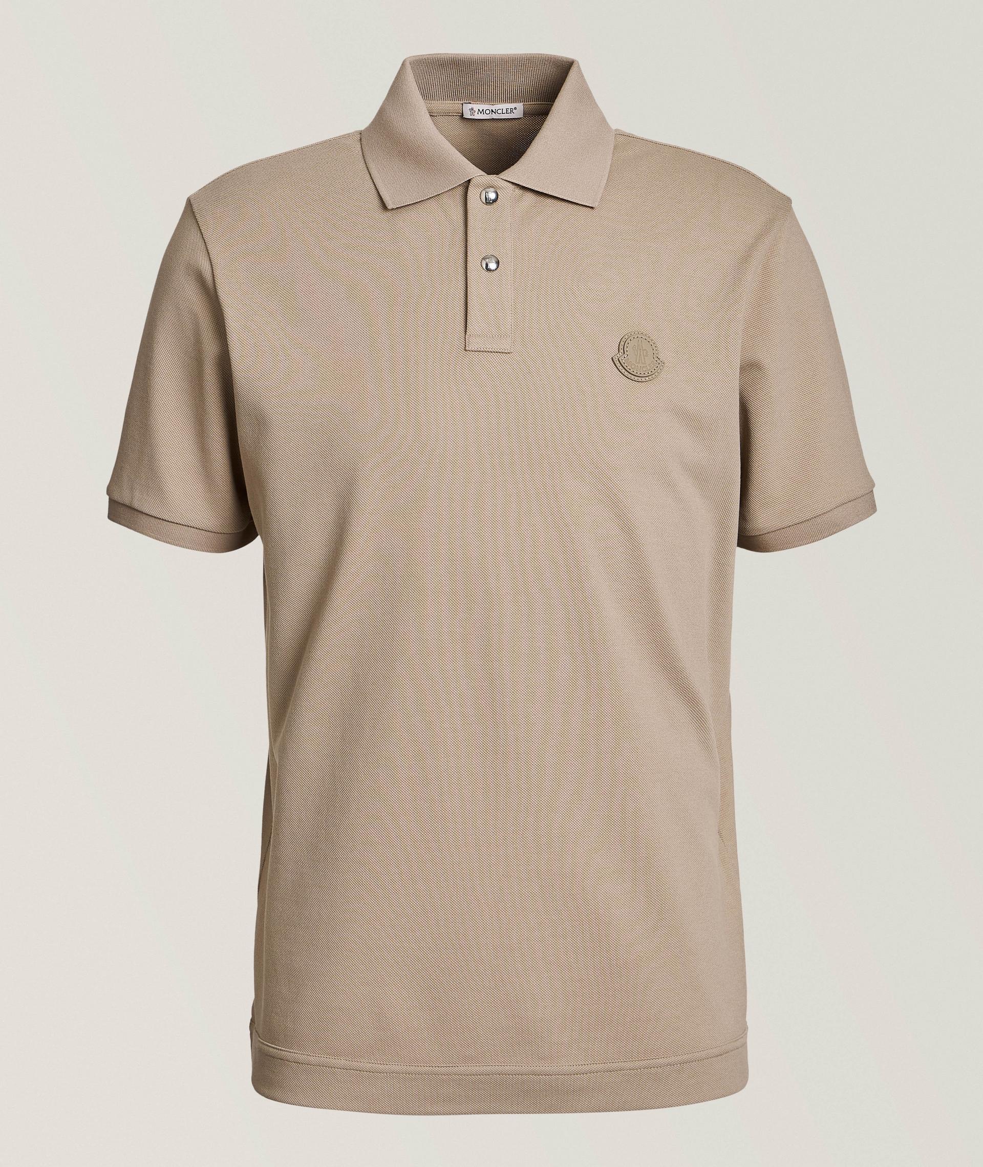 Polo en piqué de coton avec logo en cuir image 0