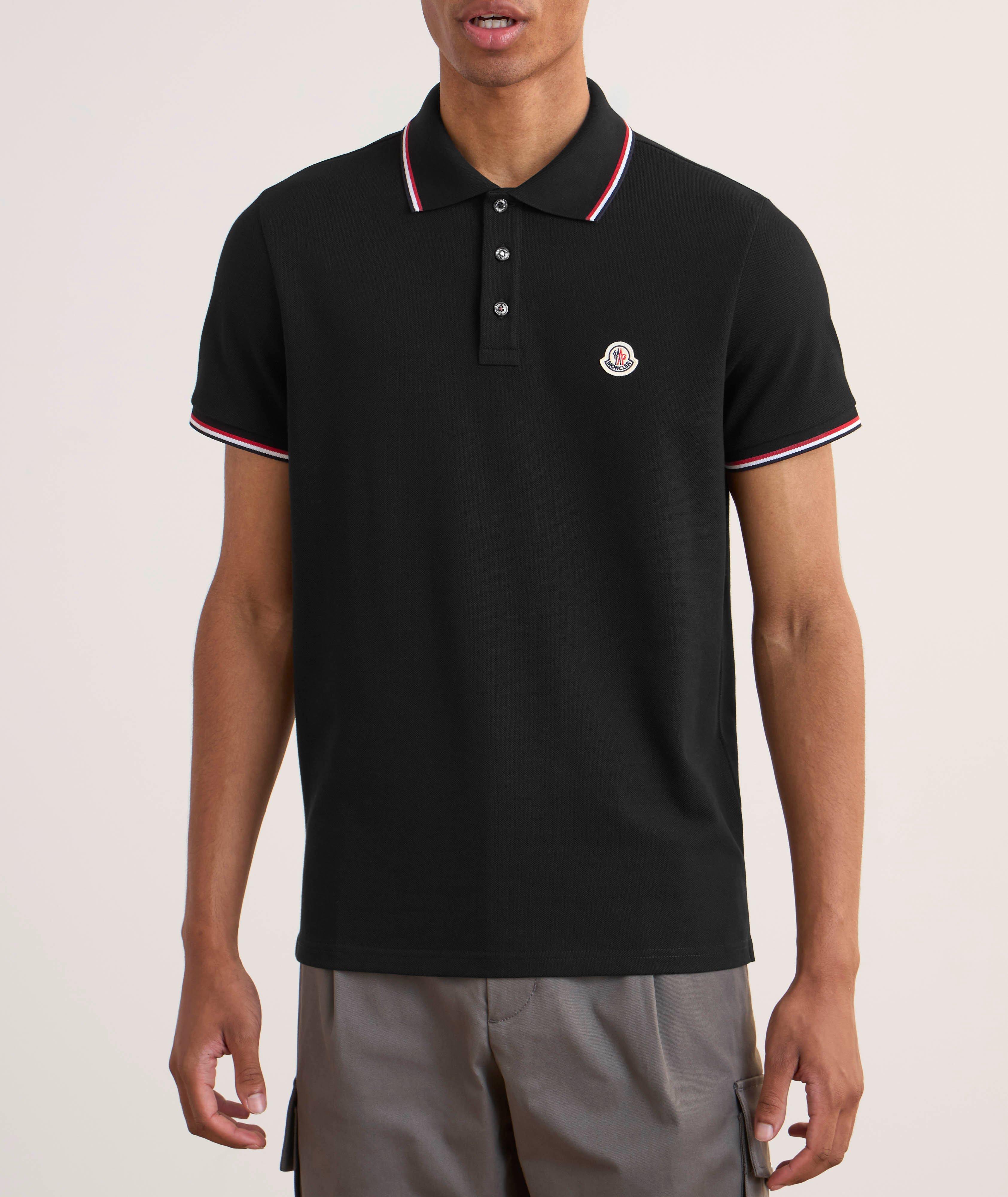 Polo en piqué de coton à détails rayés image 1