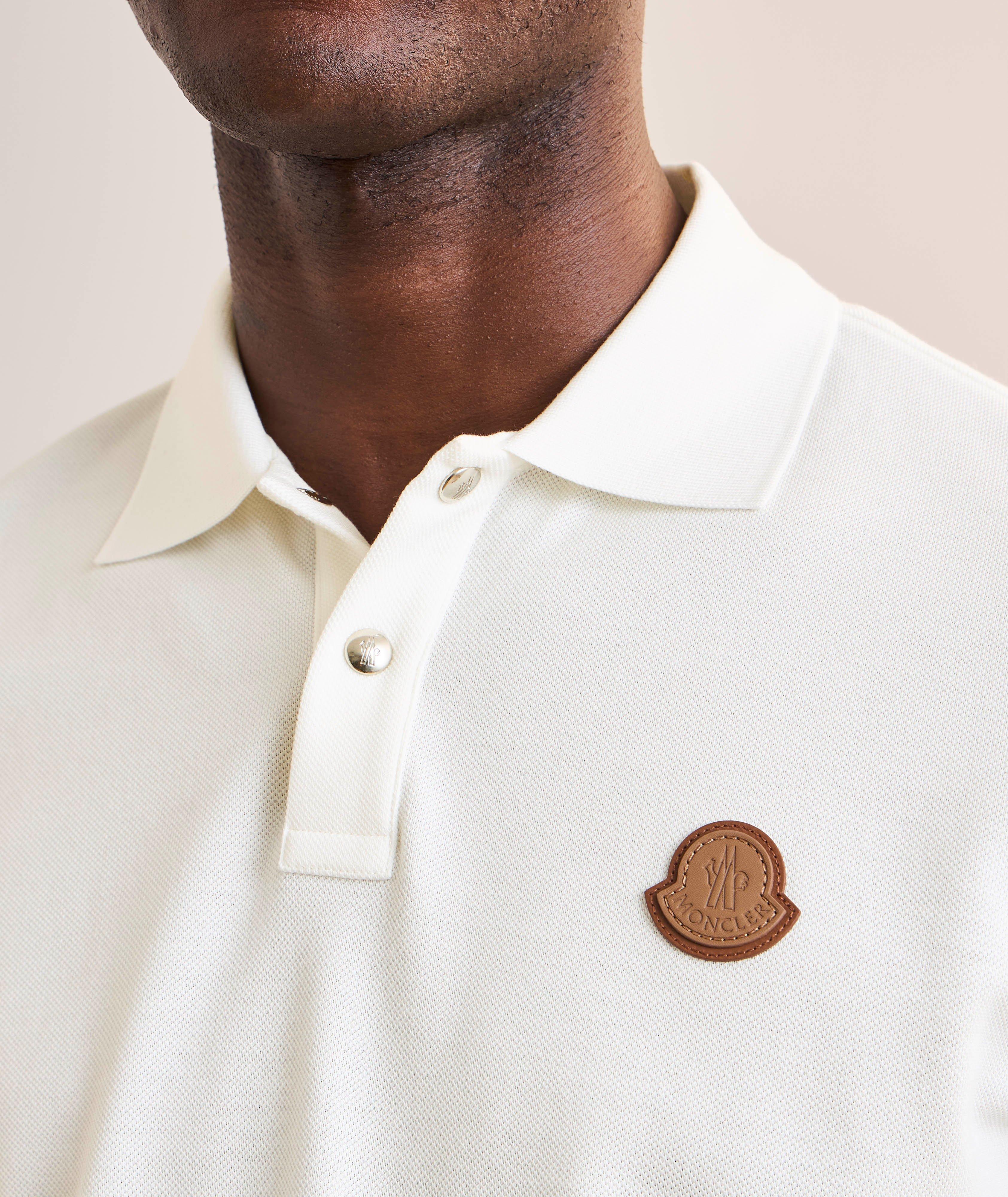 Polo en piqué de coton avec logo en cuir image 3