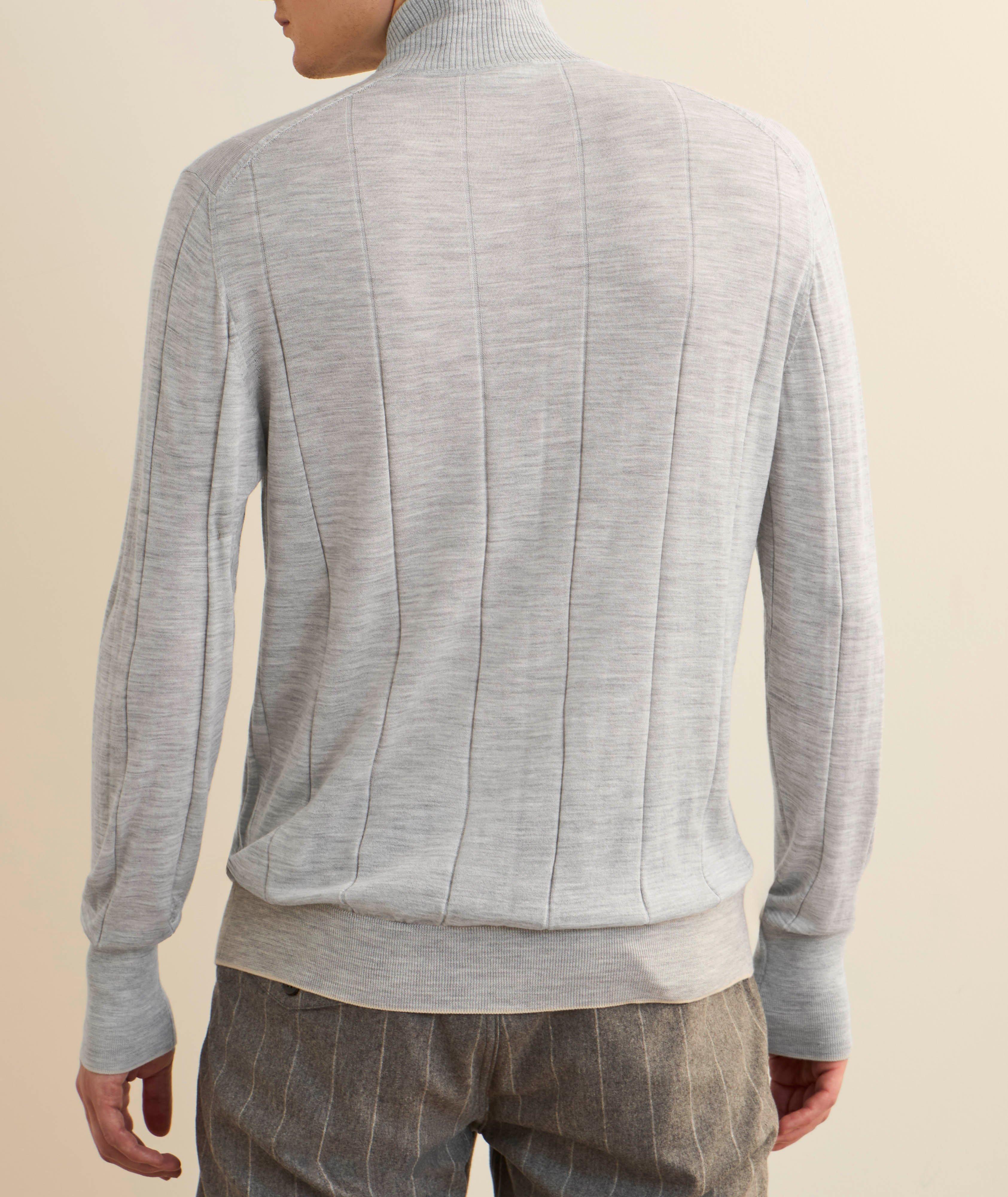 Cardigan zippé en laine côtelée à effet chiné image 2