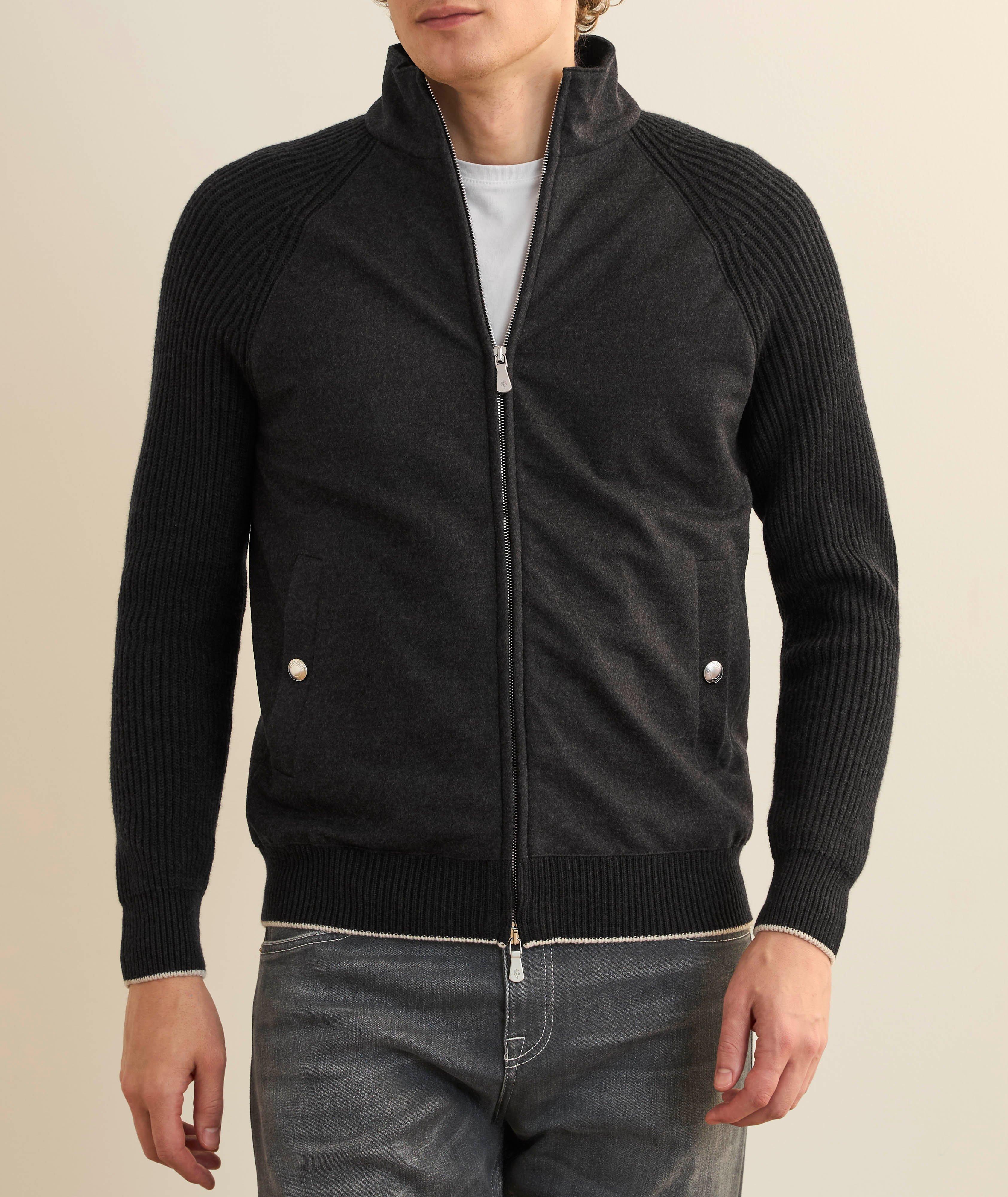 Cardigan hybride en laine style bomber image 1