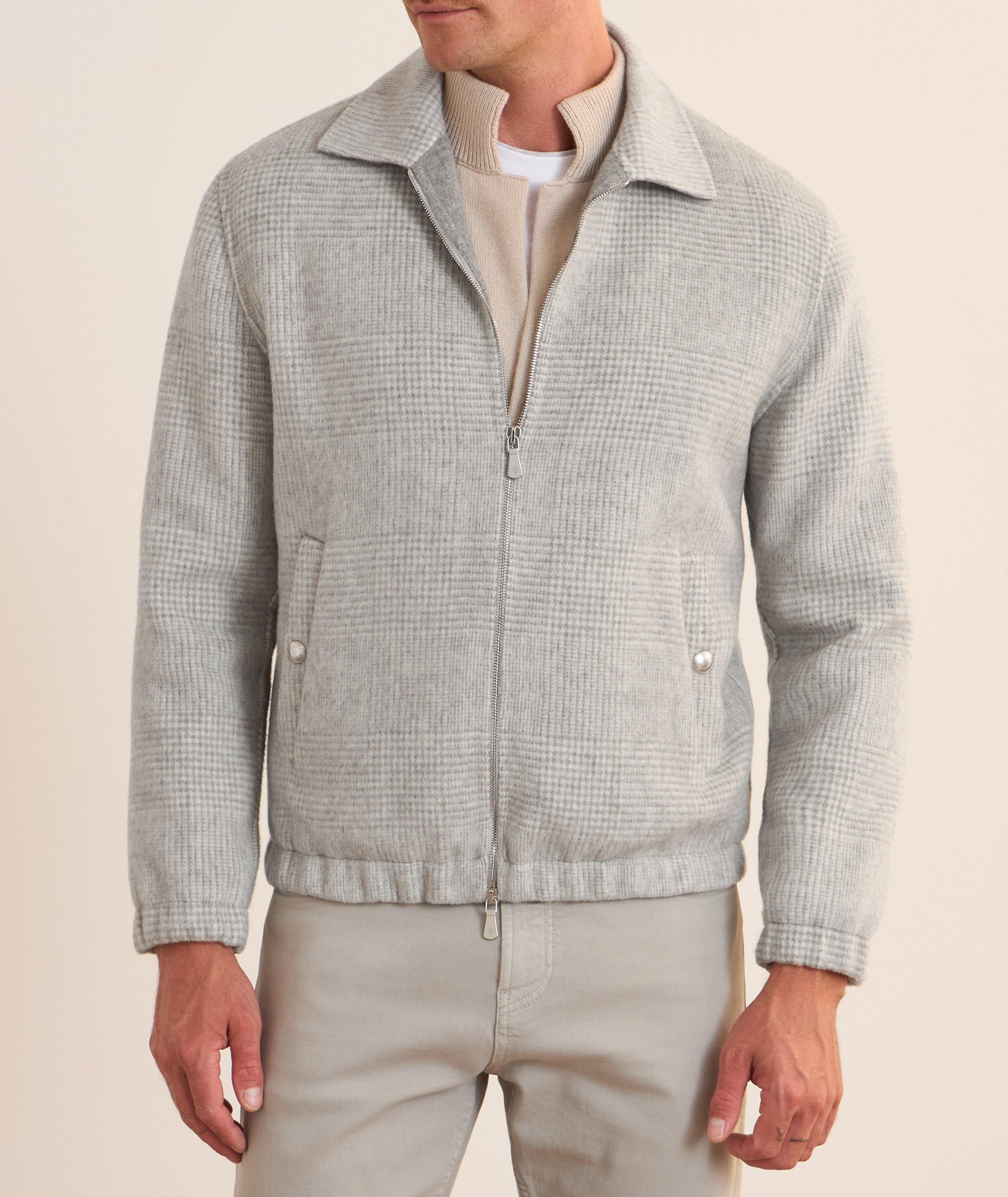 Blouson aviateur en laine et cachemire à motif Prince-de-Galles image 1