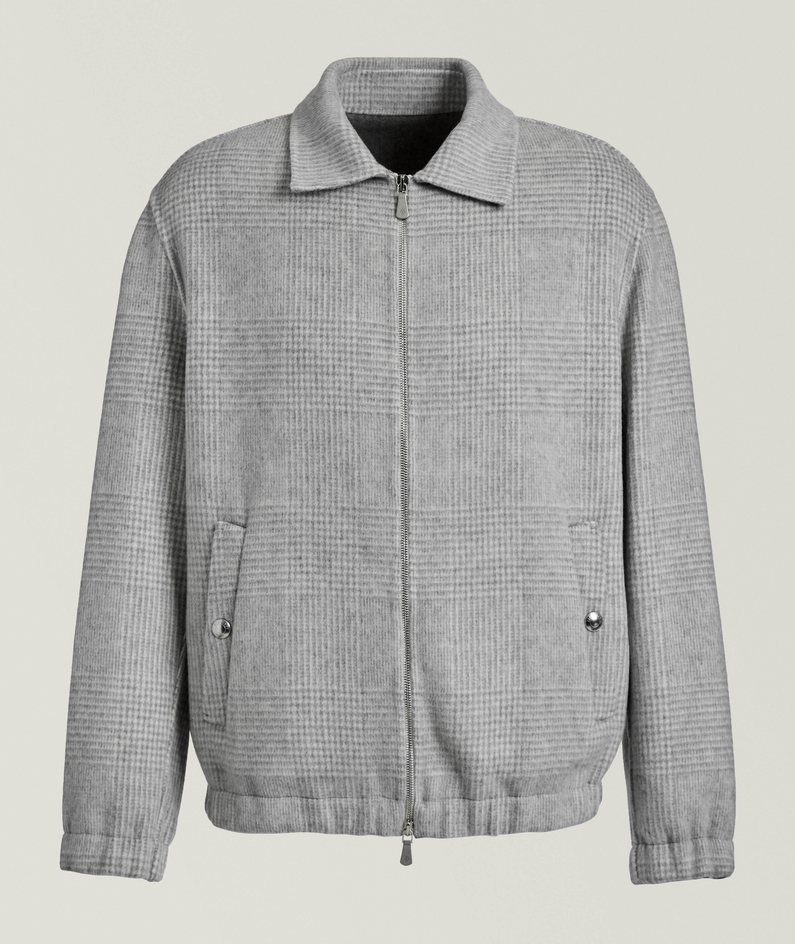 Blouson aviateur en laine et cachemire à motif Prince-de-Galles image 0