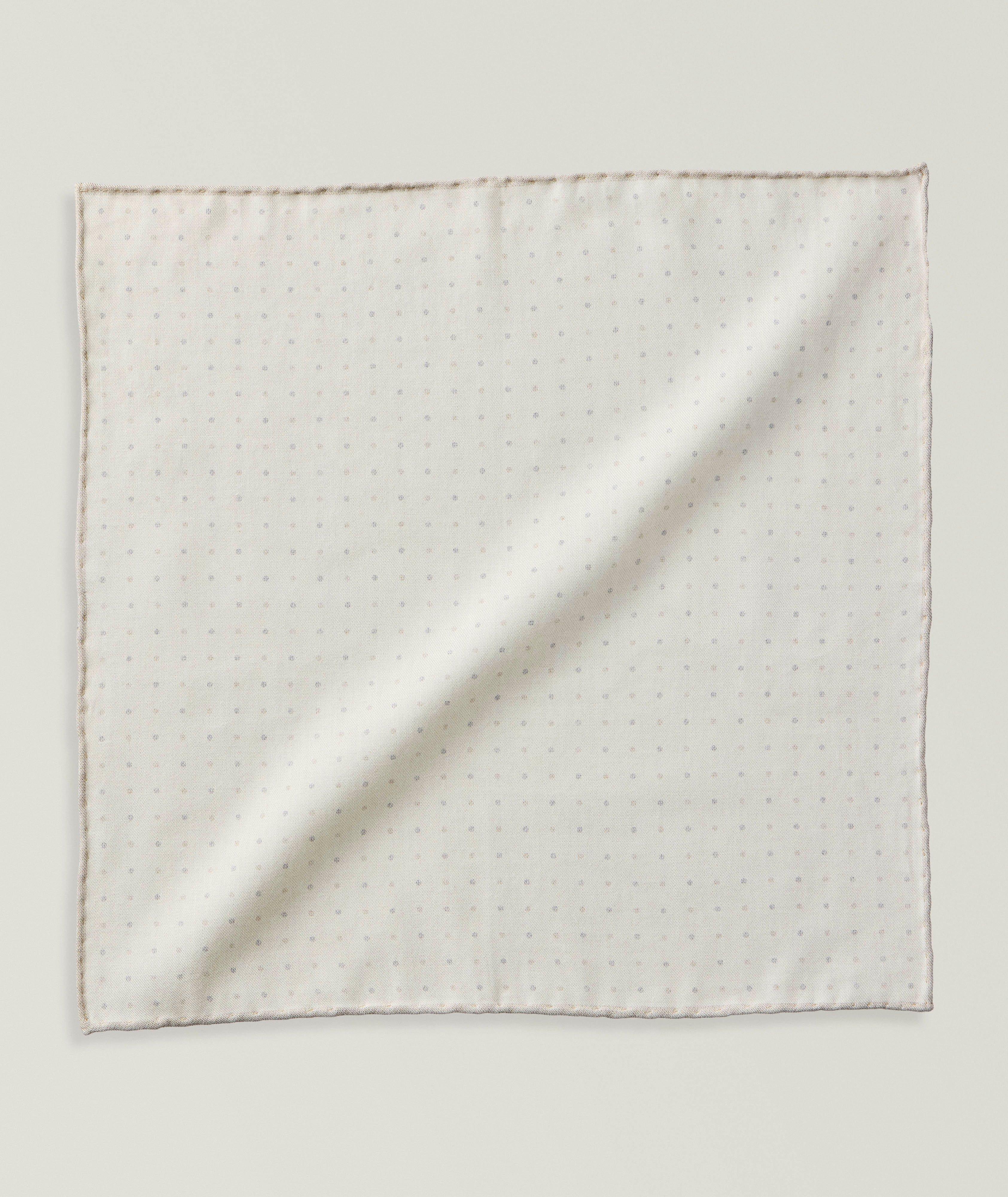 Eleventy Polka Dot Wool-Cotton Pocket Square
