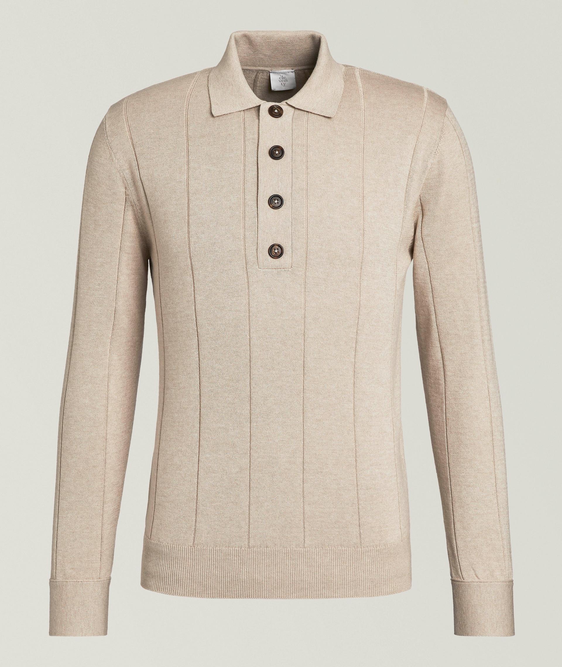 Cotton-Cashmere Rib-Knit Polo  image 0