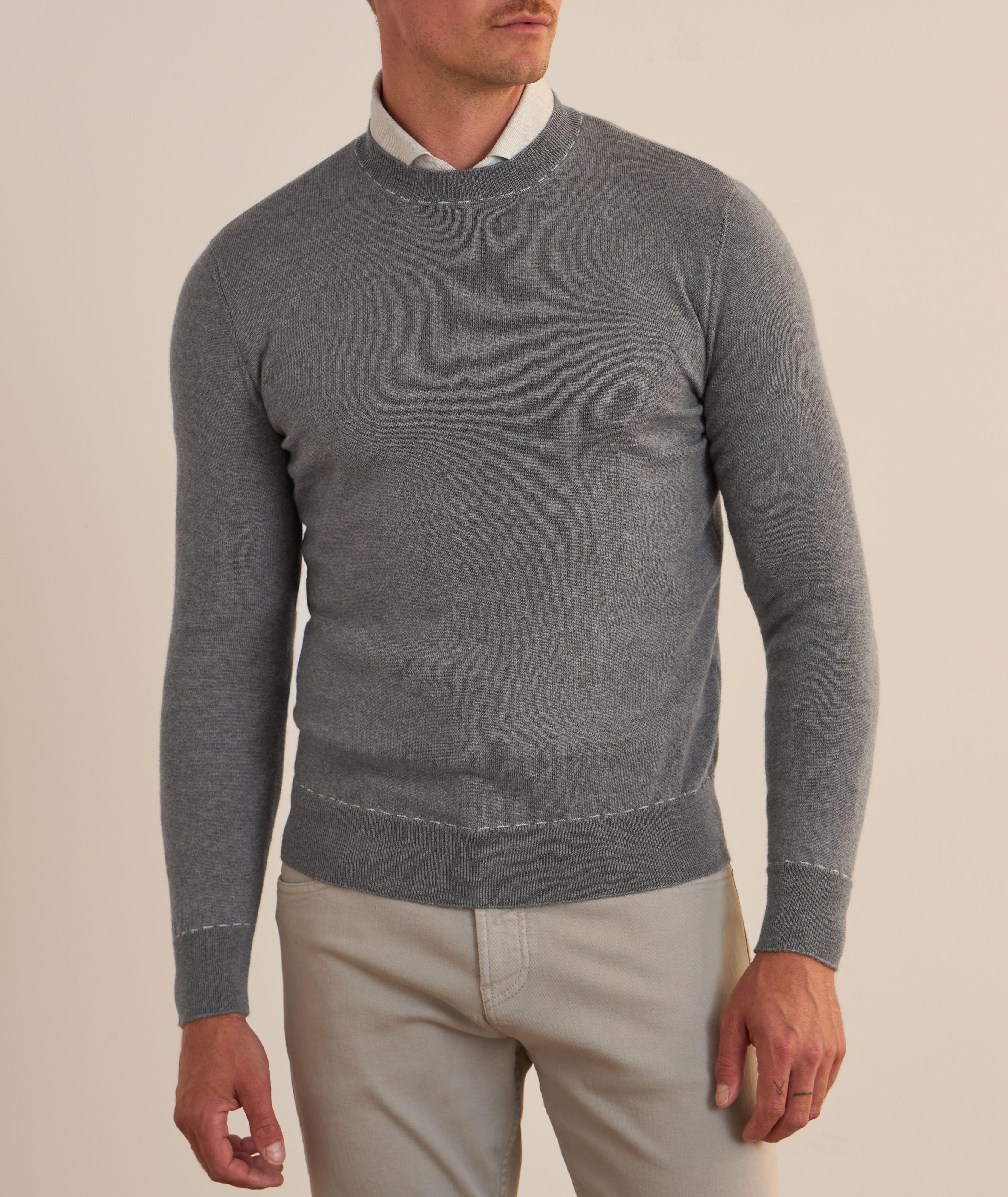 Mélange Wool Contrast Stitch Sweater image 1