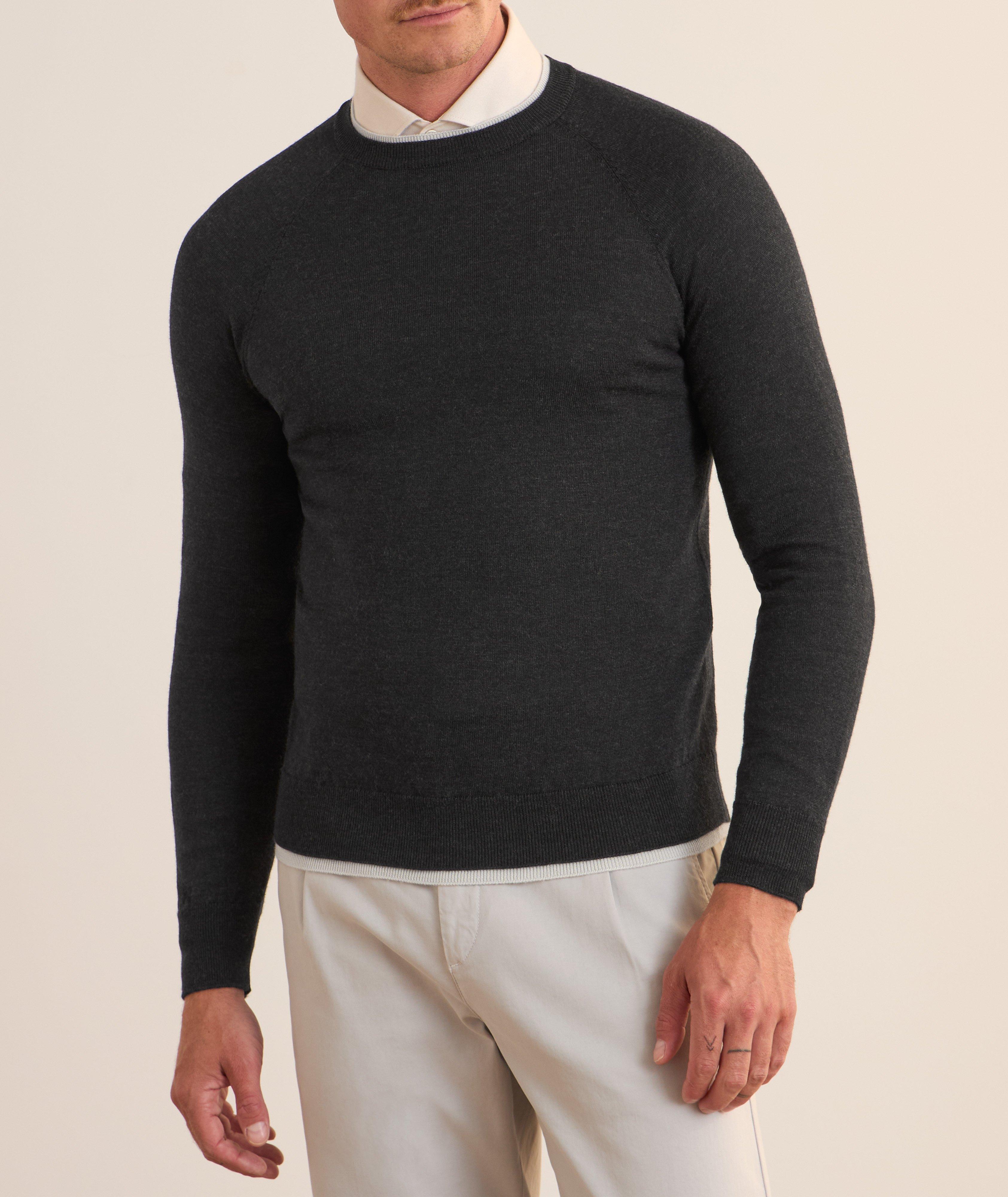 Contrast Tipping Wool Crewneck Sweater image 1