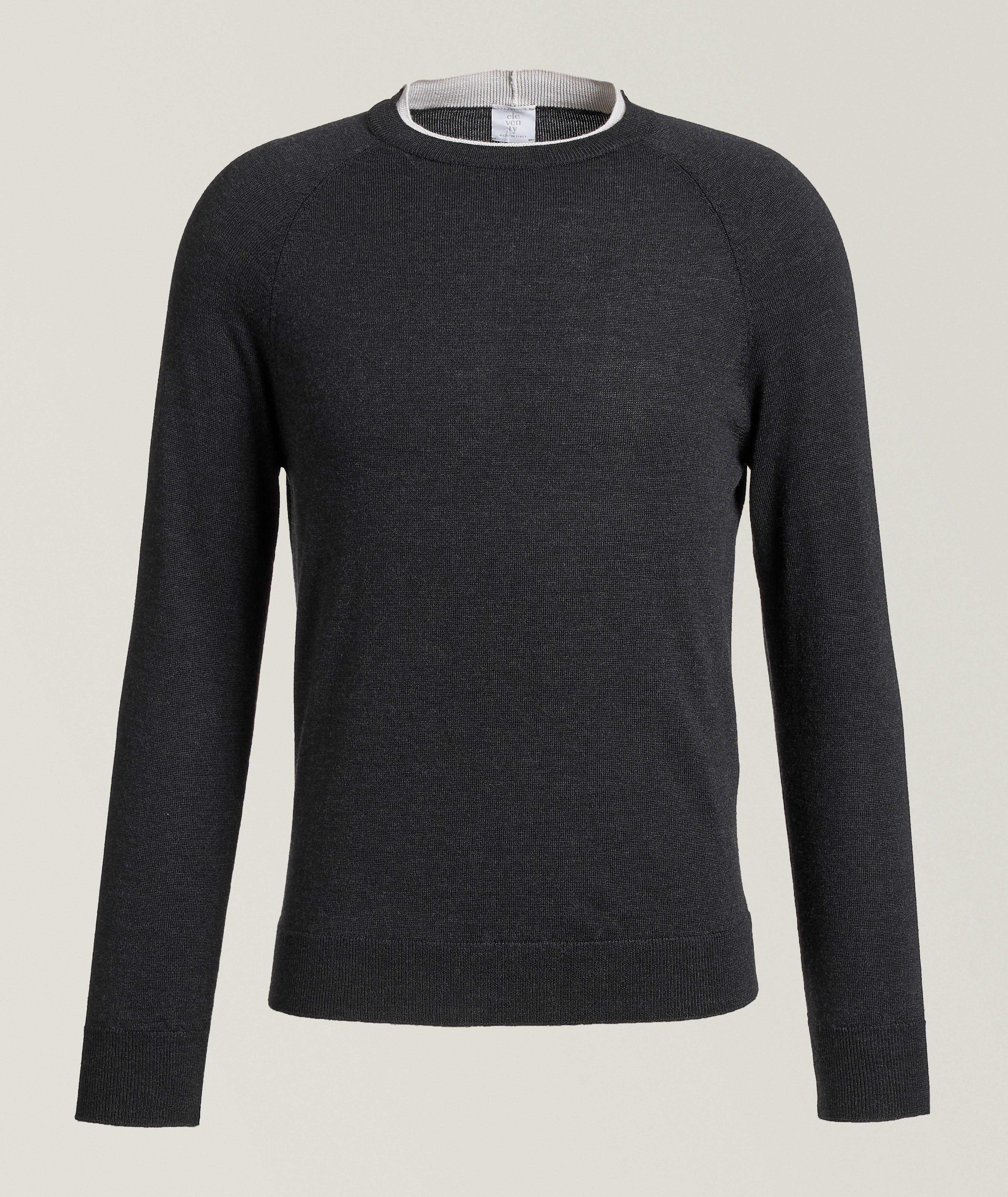 Contrast Tipping Wool Crewneck Sweater image 0