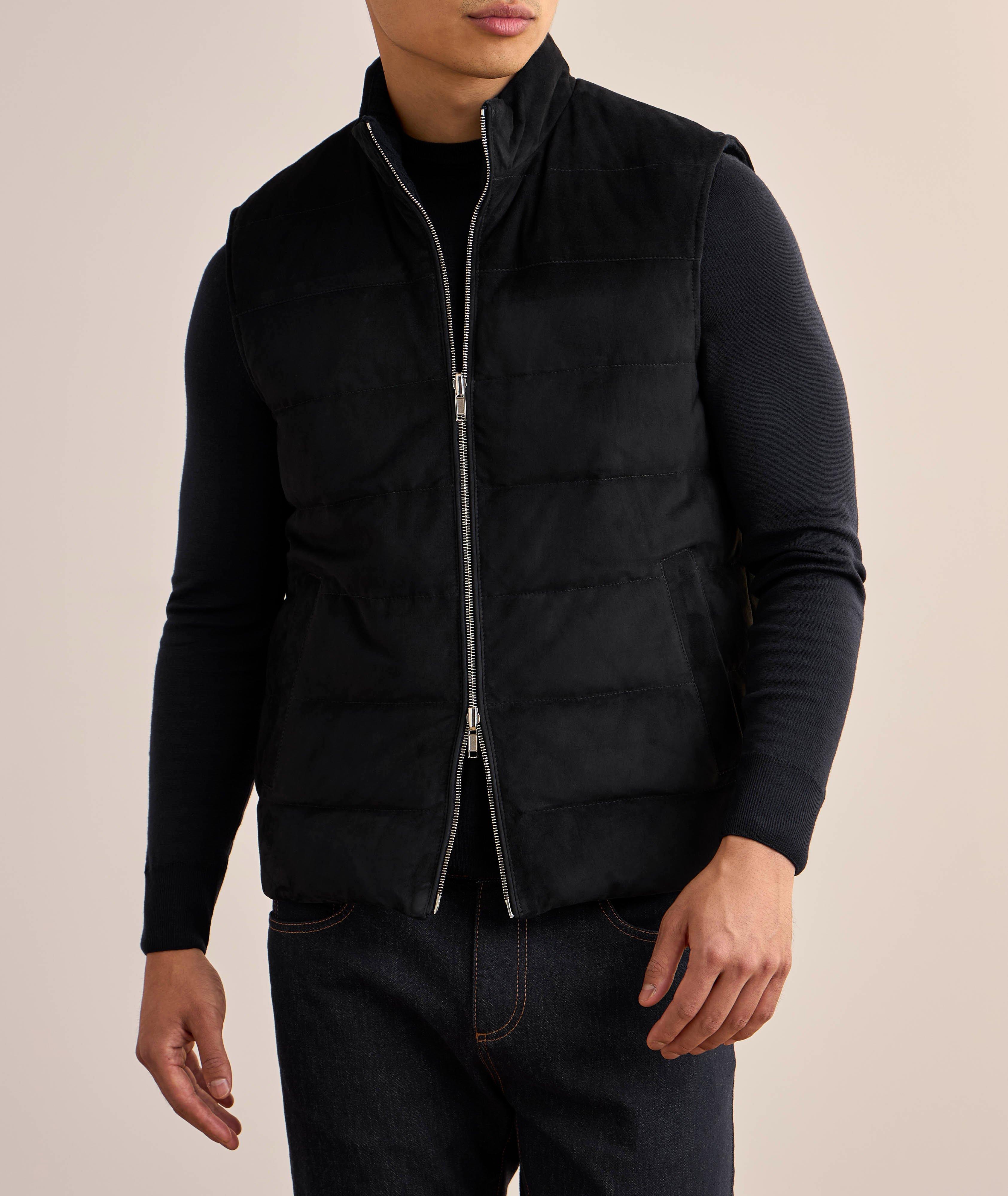 Gilet réversible en daim et maille torsadée image 2