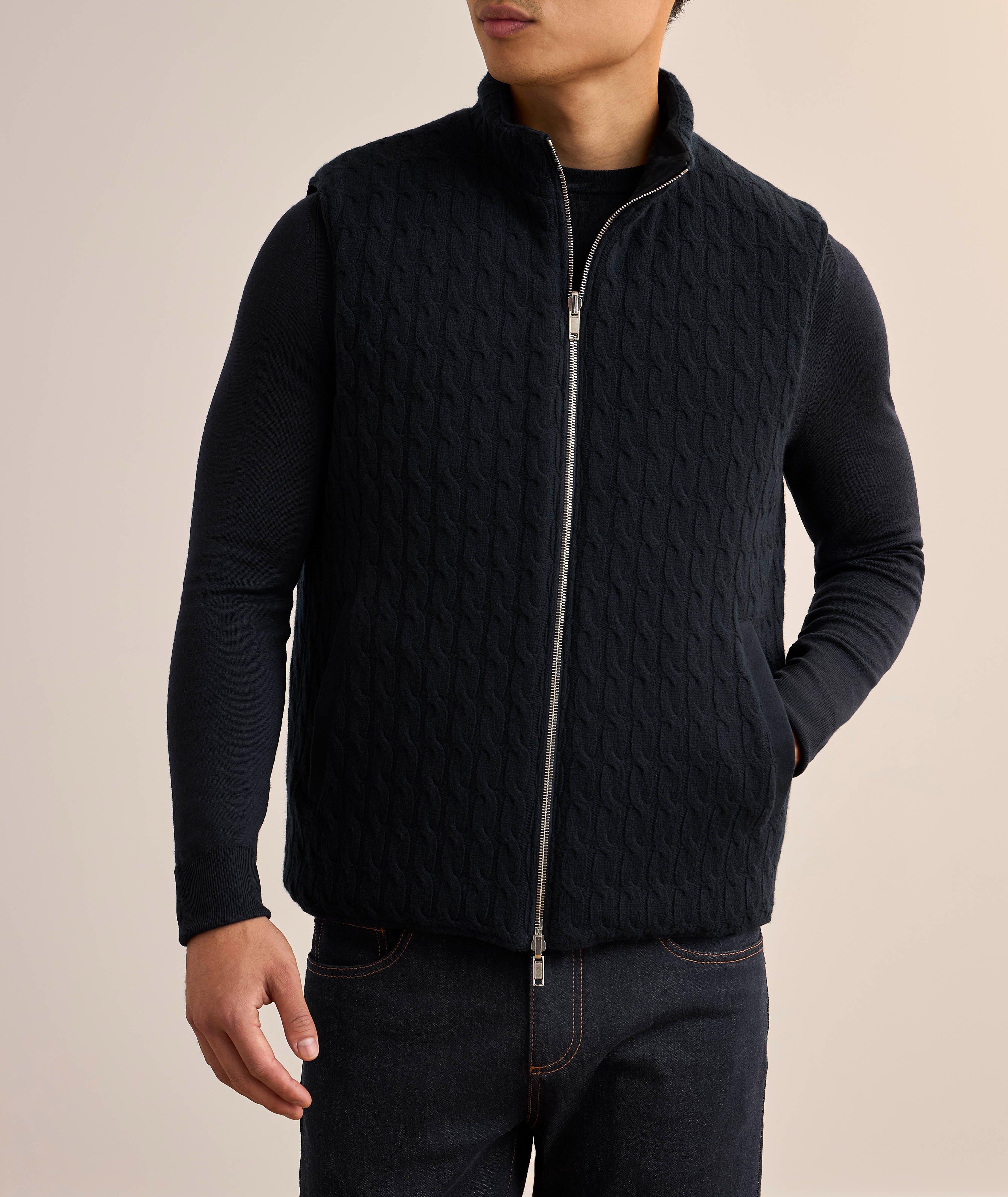 Gilet réversible en daim et maille torsadée image 5