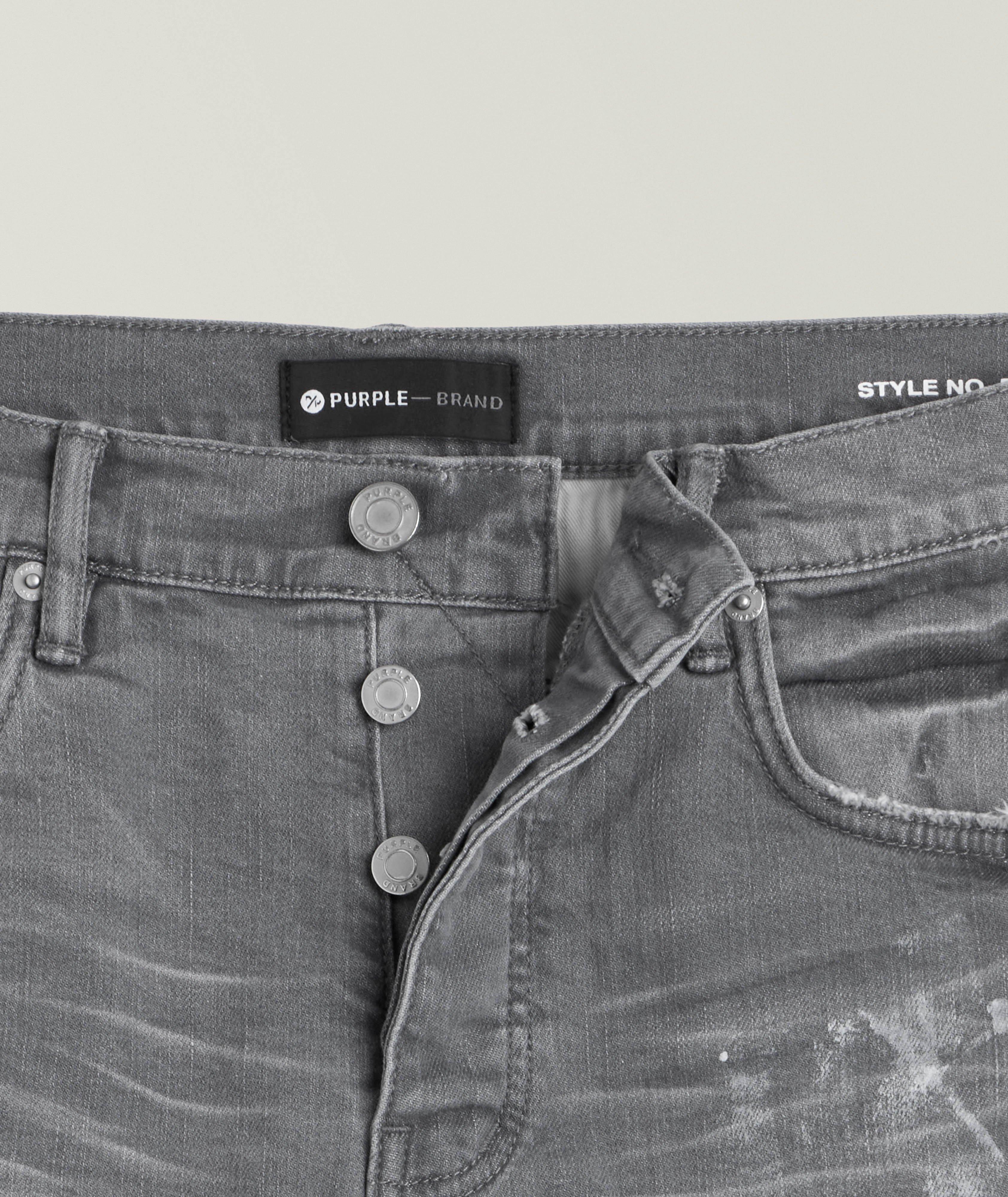 P001 Worn Knee Slit Skinny Jeans image 4