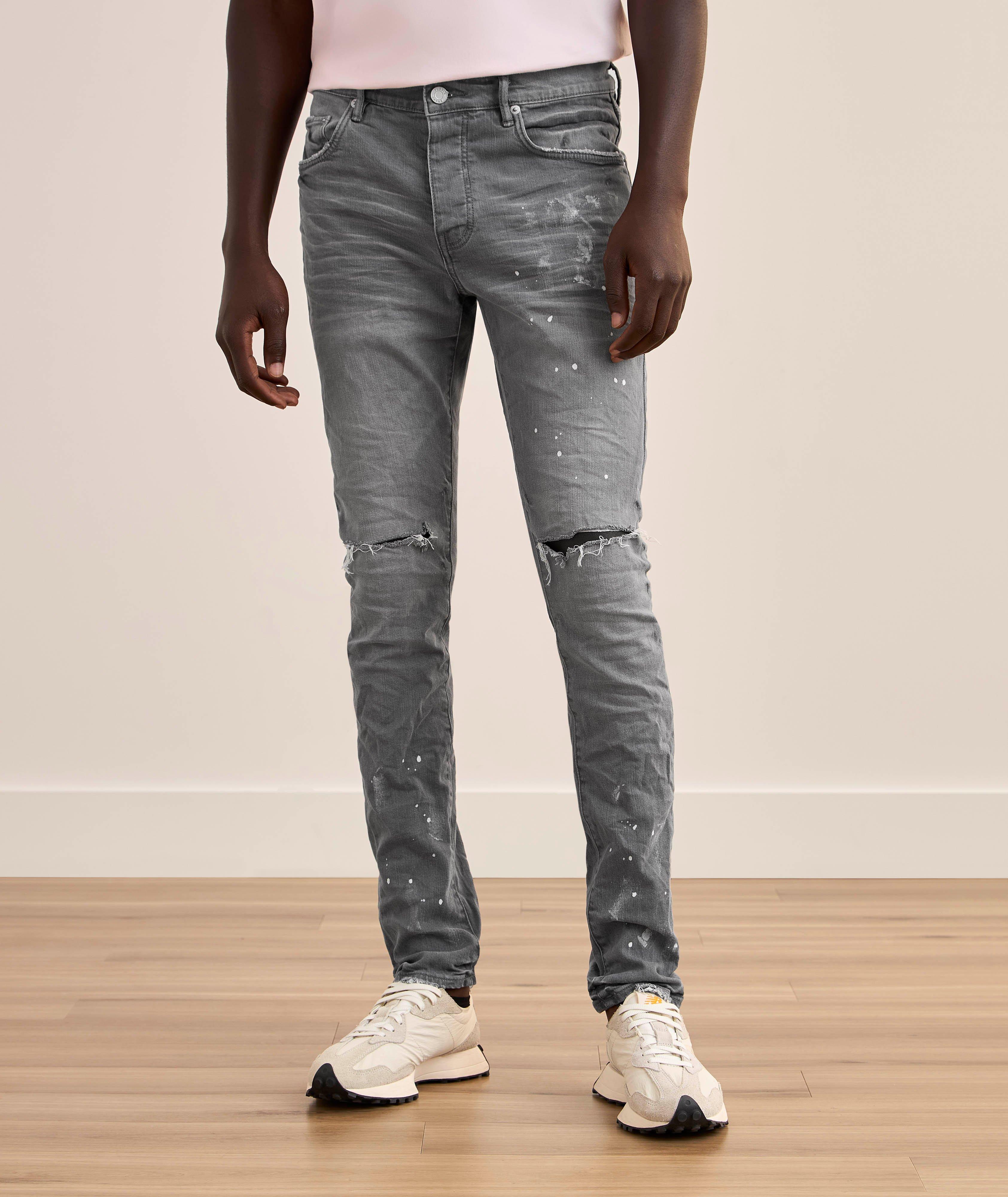 P001 Worn Knee Slit Skinny Jeans image 1