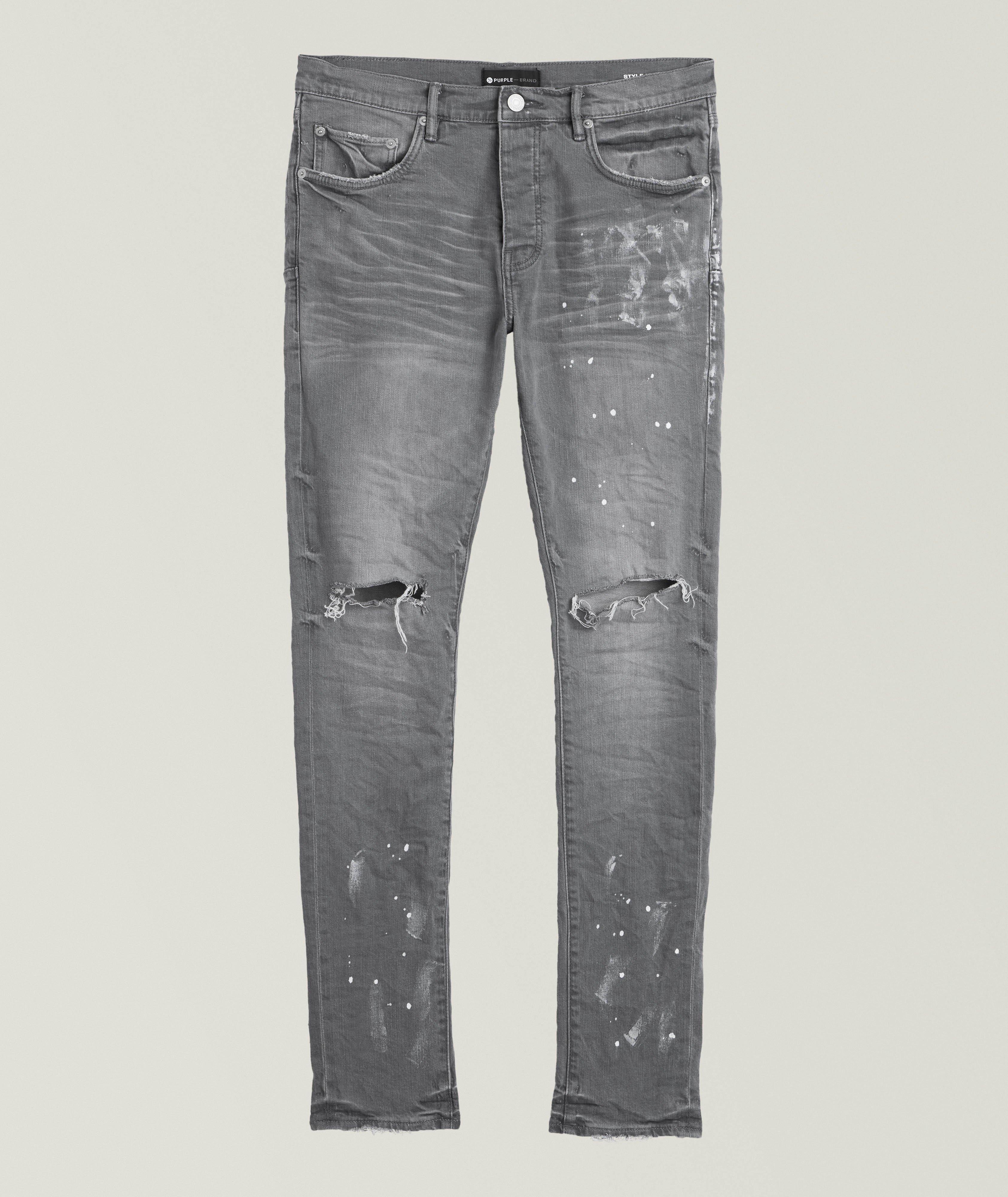 P001 Worn Knee Slit Skinny Jeans image 0