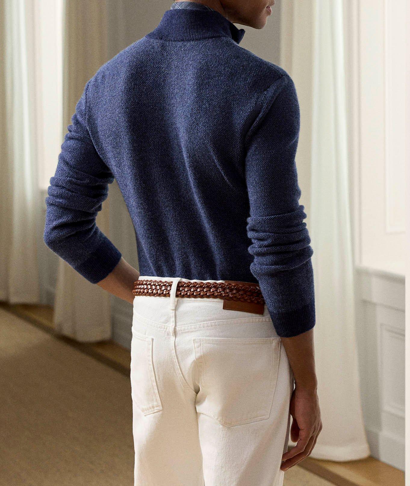 Birdseye Cashmere Quarter-Zip Sweater image 2