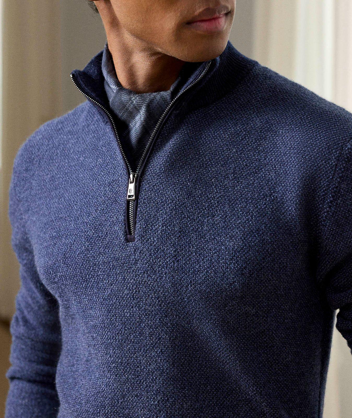 Birdseye Cashmere Quarter-Zip Sweater image 3