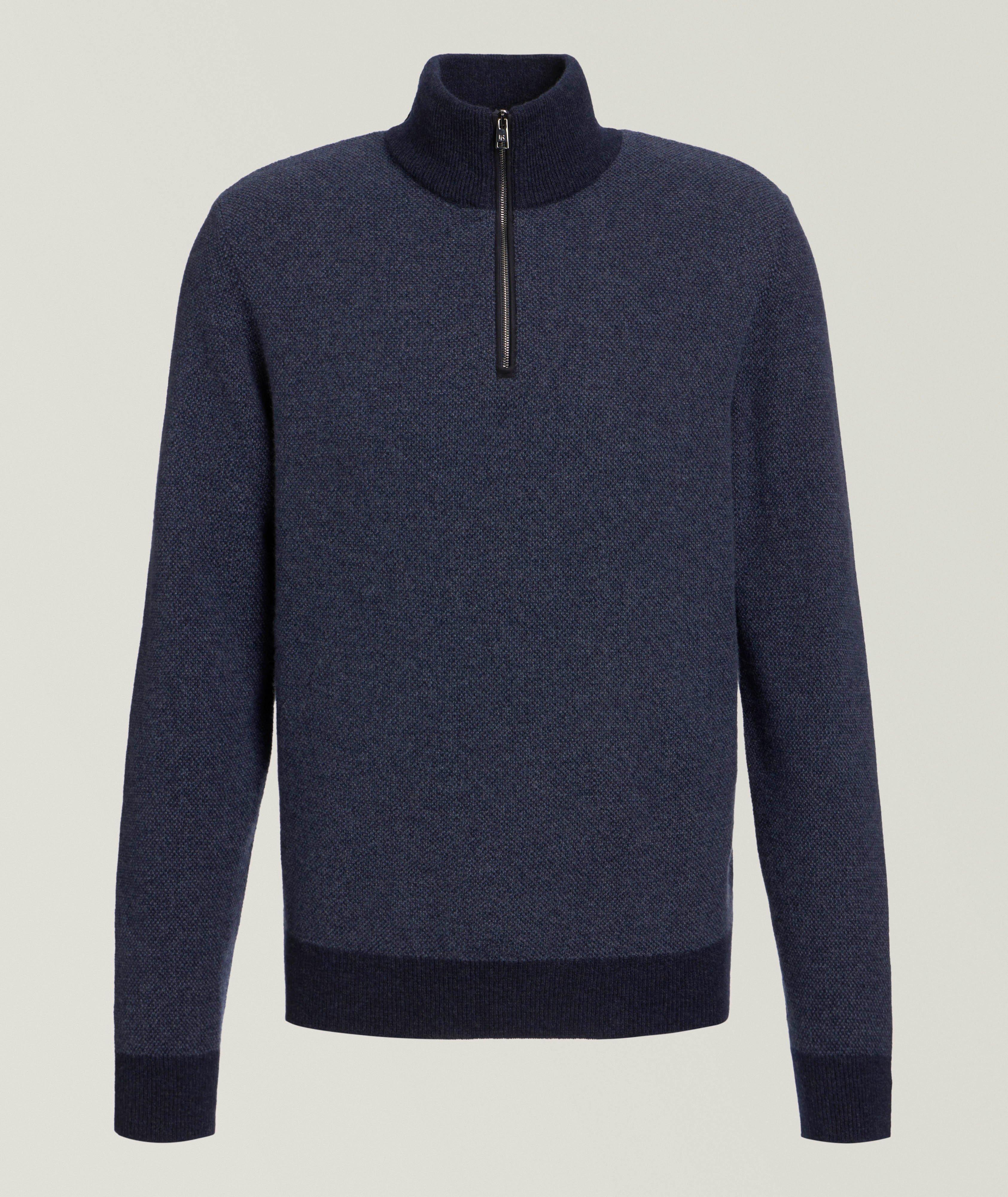 Birdseye Cashmere Quarter-Zip Sweater image 0