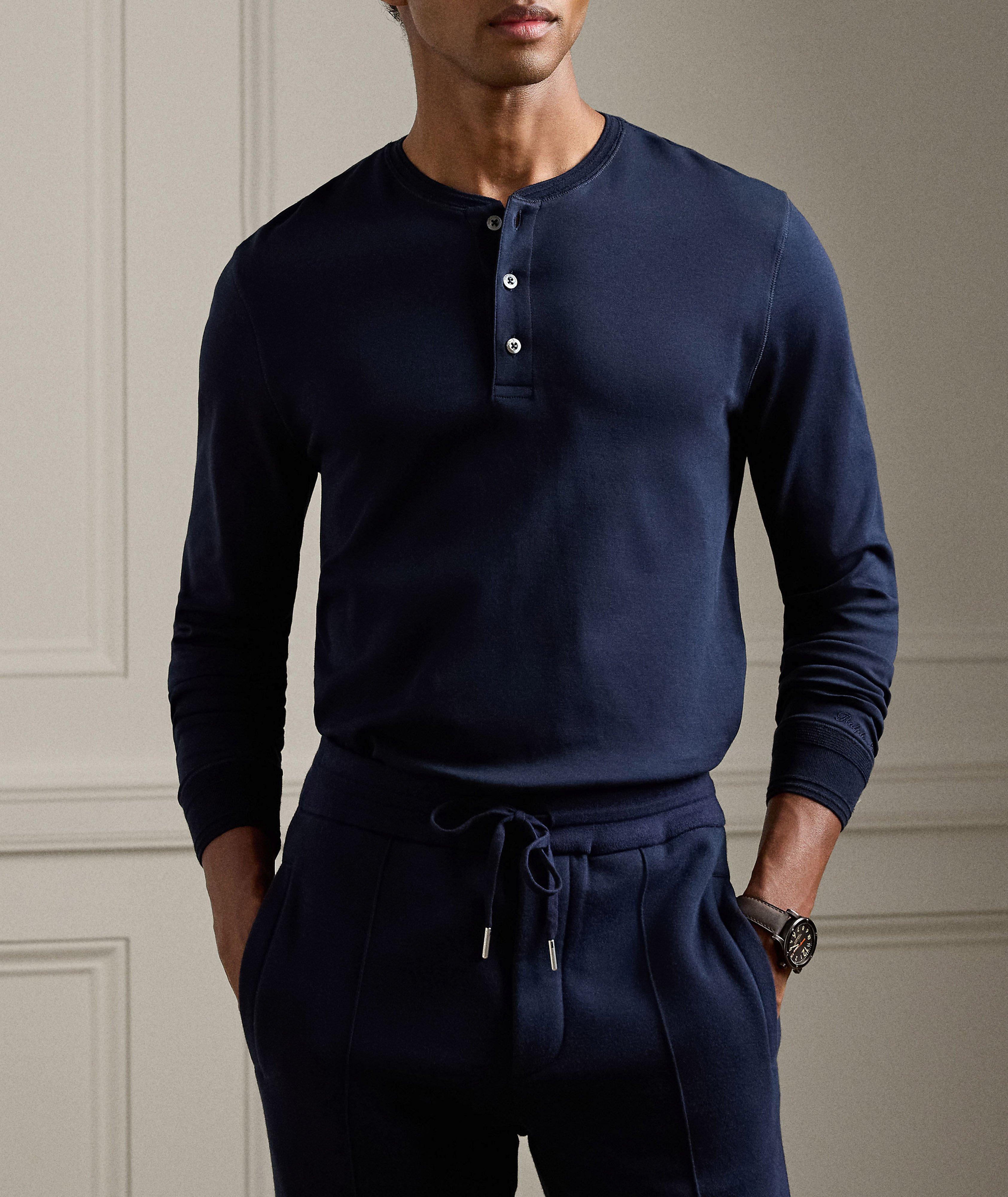 Pull en coton à encolure boutonnée image 1