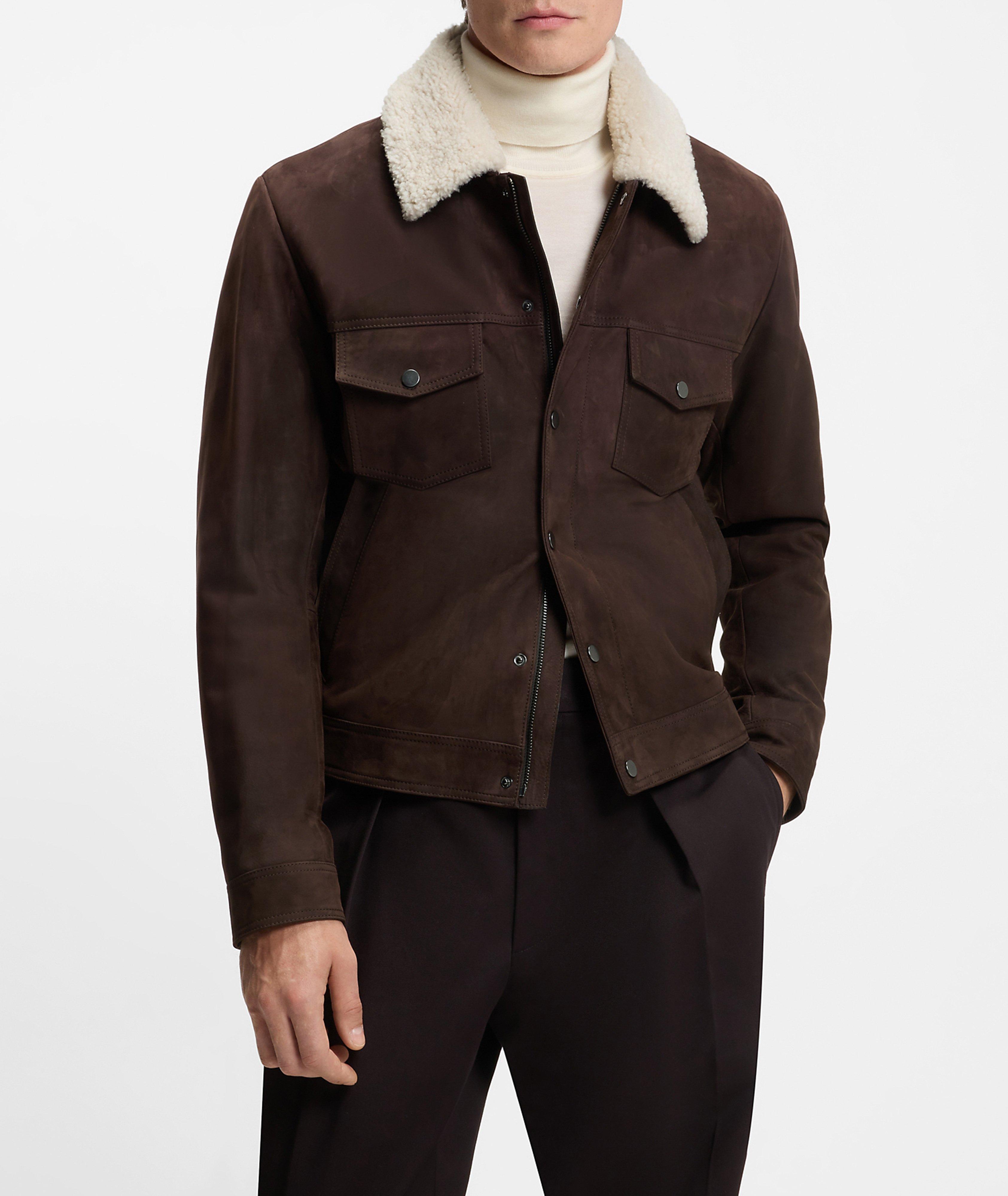 X BECKHAM Mordy Fur-Collar Suede Jacket image 1