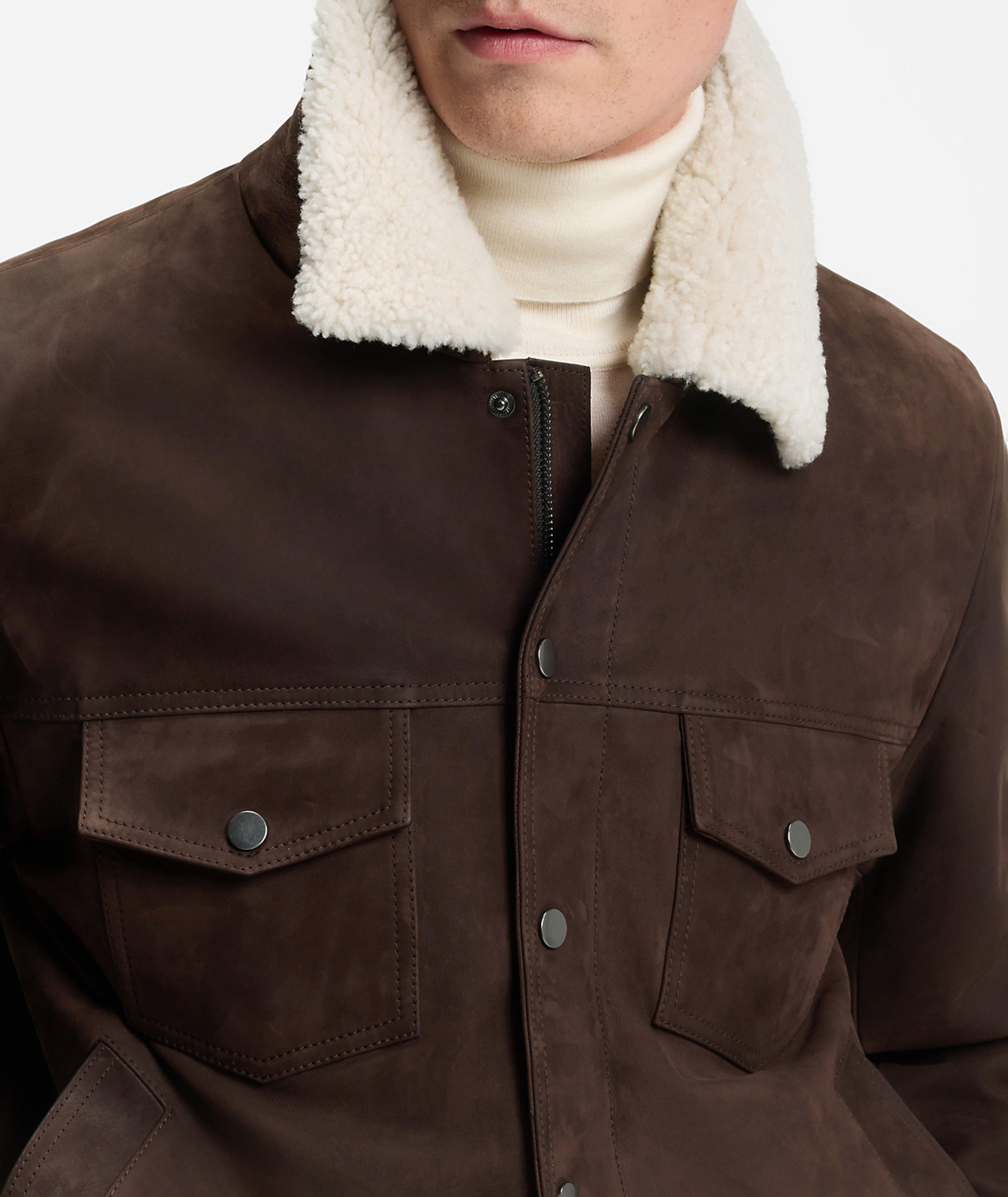 X BECKHAM Mordy Fur-Collar Suede Jacket image 3