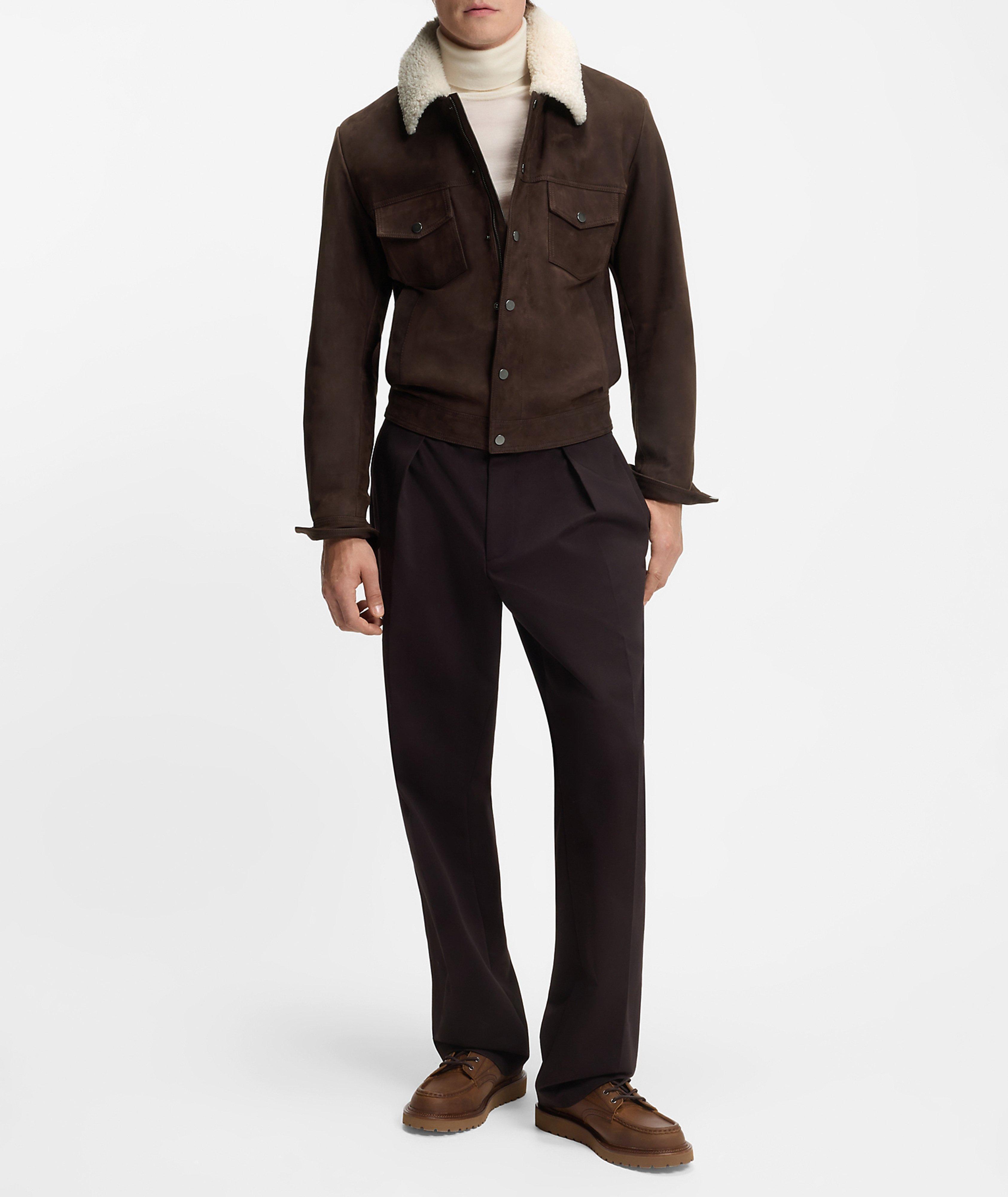 X BECKHAM Mordy Fur-Collar Suede Jacket image 5
