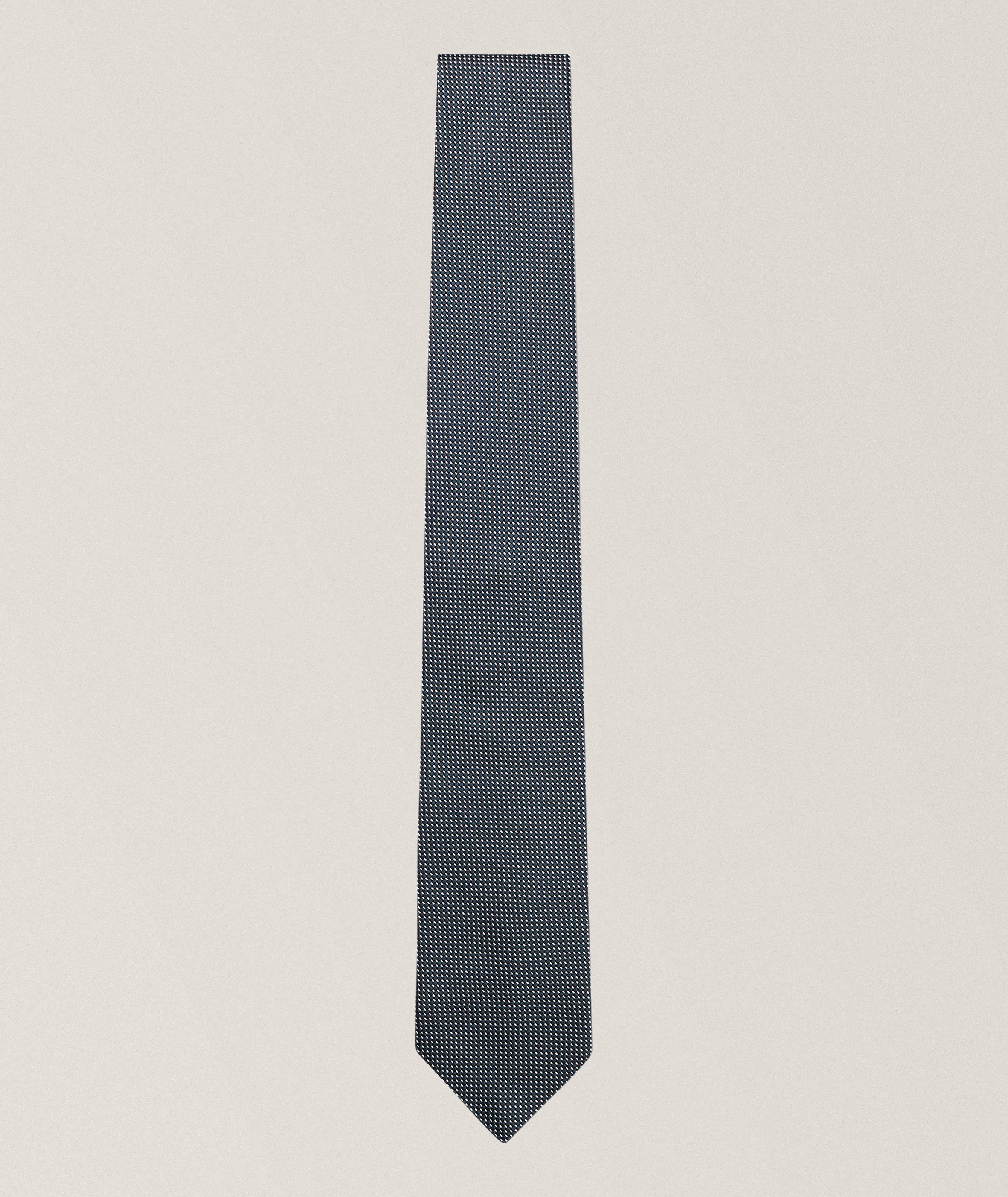 Micro Neat-Print Silk Tie image 0
