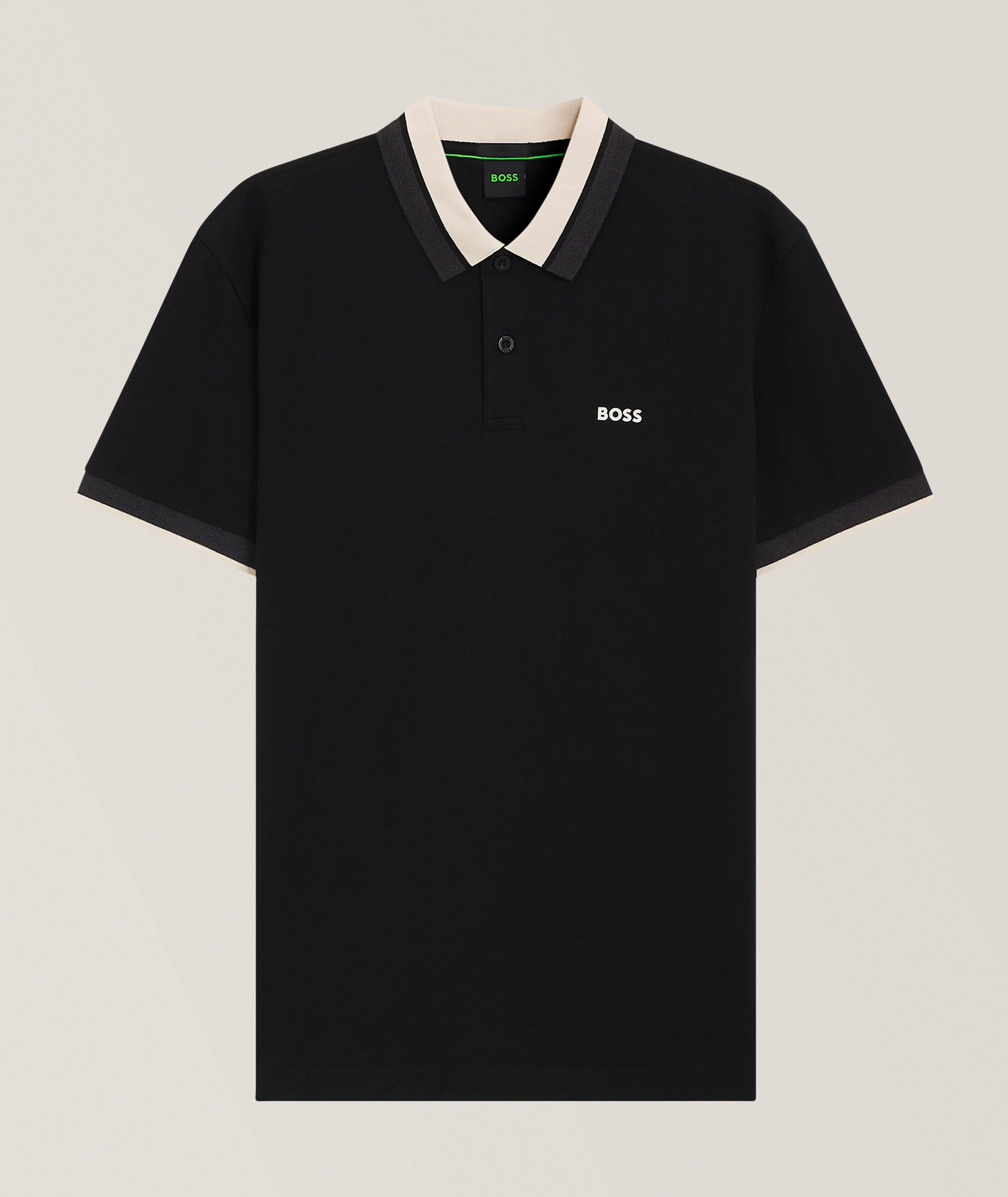 Striped Collar Cotton Piqué Polo  image 0