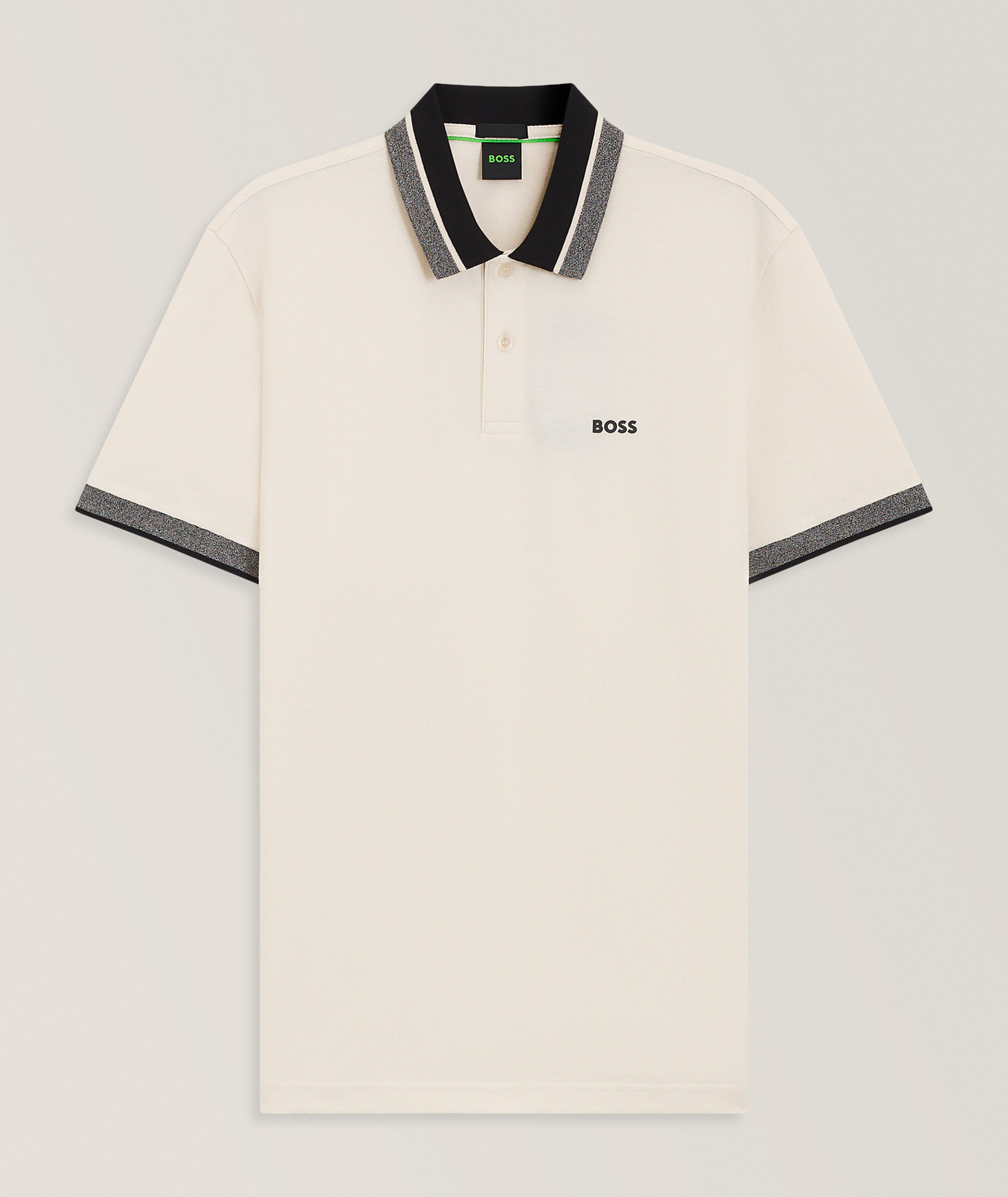 Striped Collar Cotton Piqué Polo  image 0