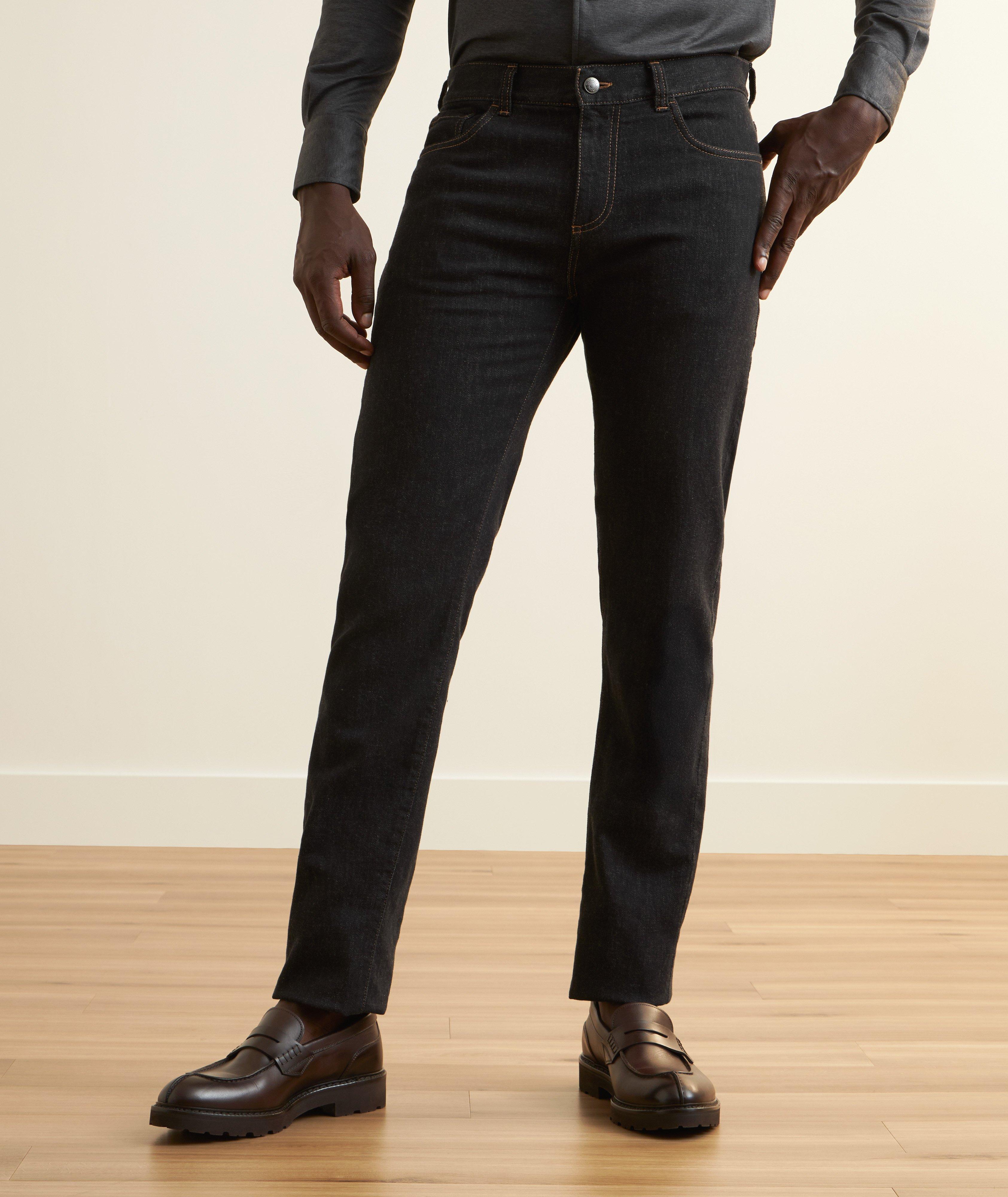 Slim-Fit Contrast Stitch Jeans image 1
