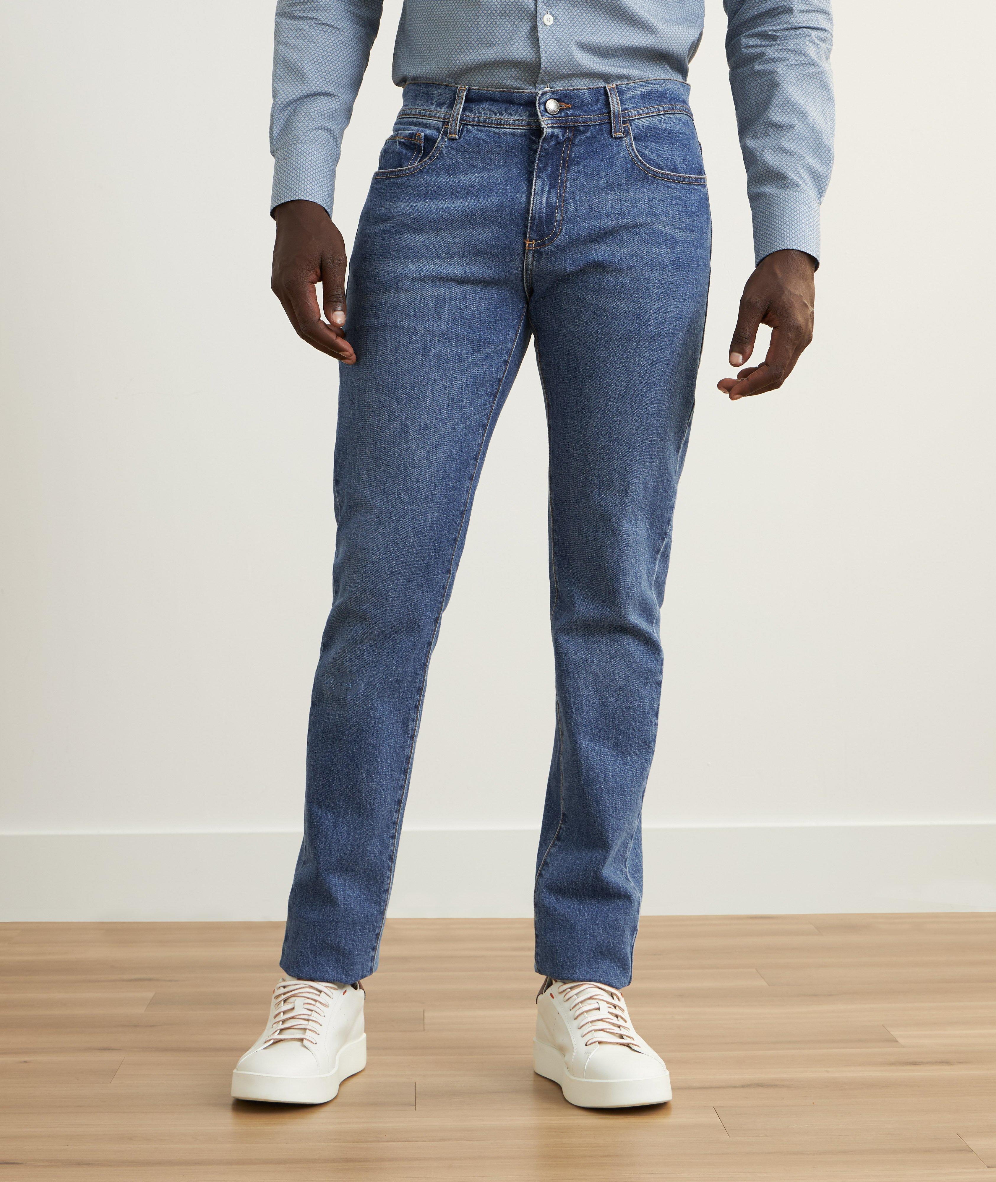 Slim-Fit Contrast Stitch Jeans image 1