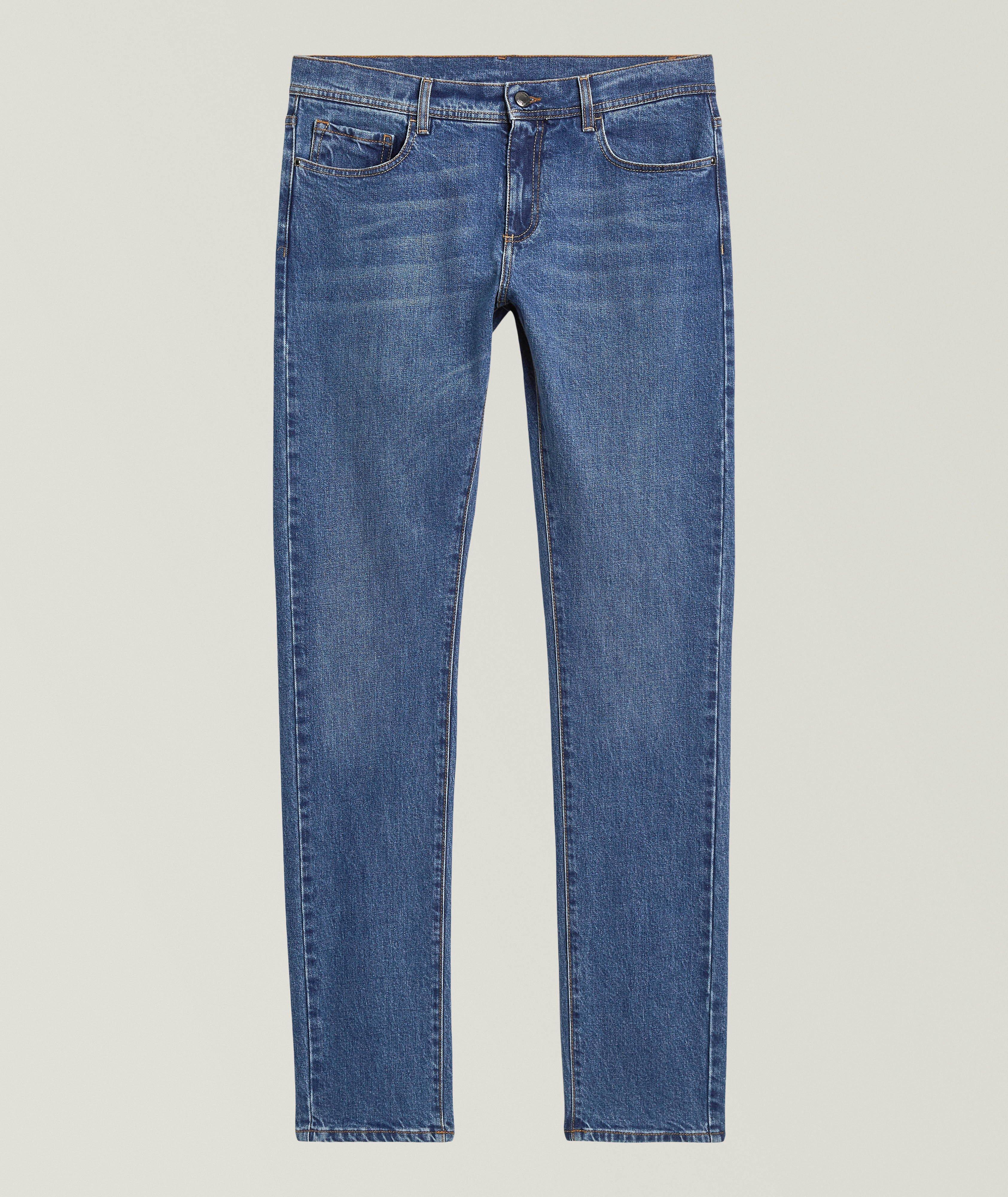 Slim-Fit Contrast Stitch Jeans image 0