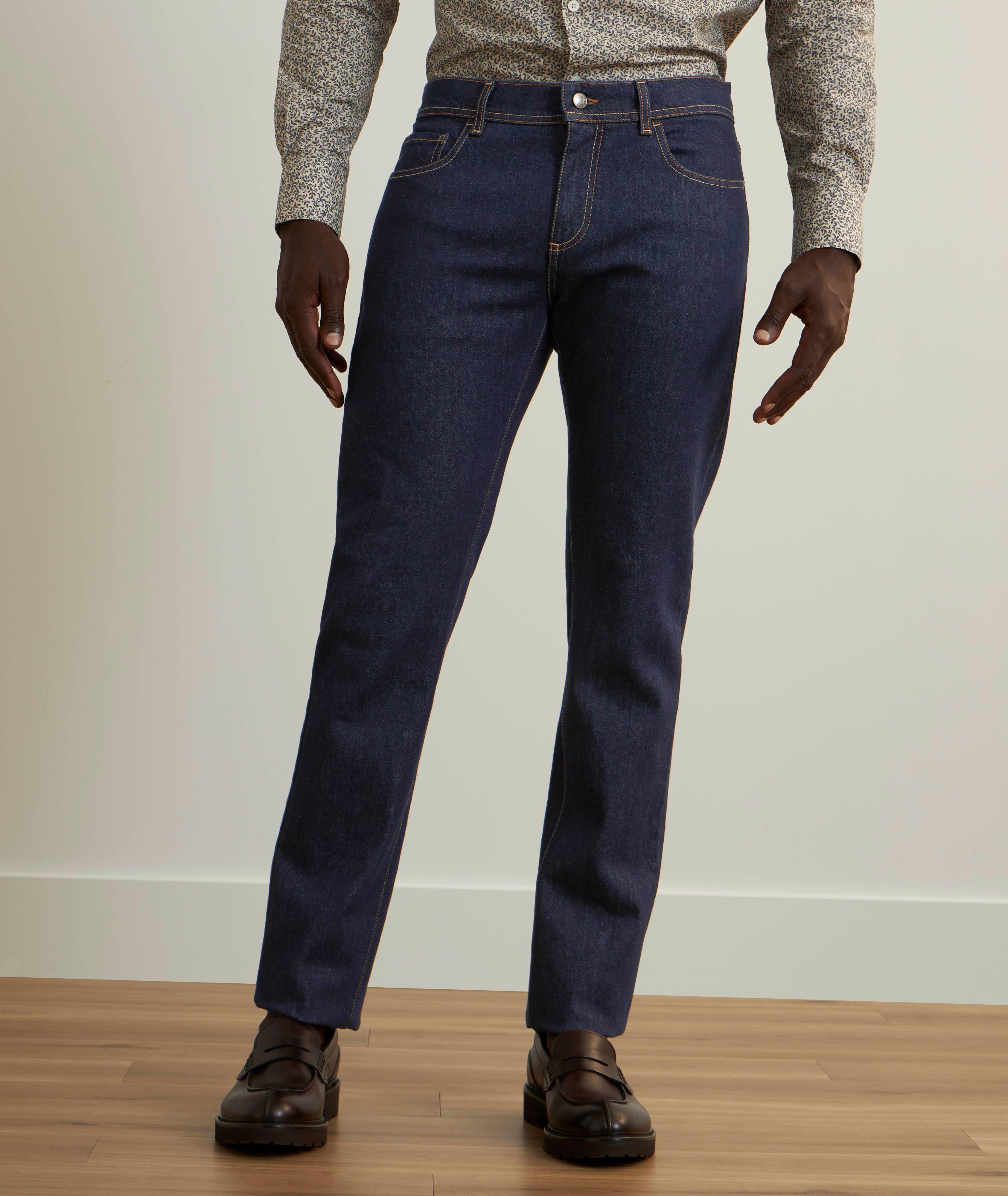 Slim-Fit Contrast Stitch Jeans image 1