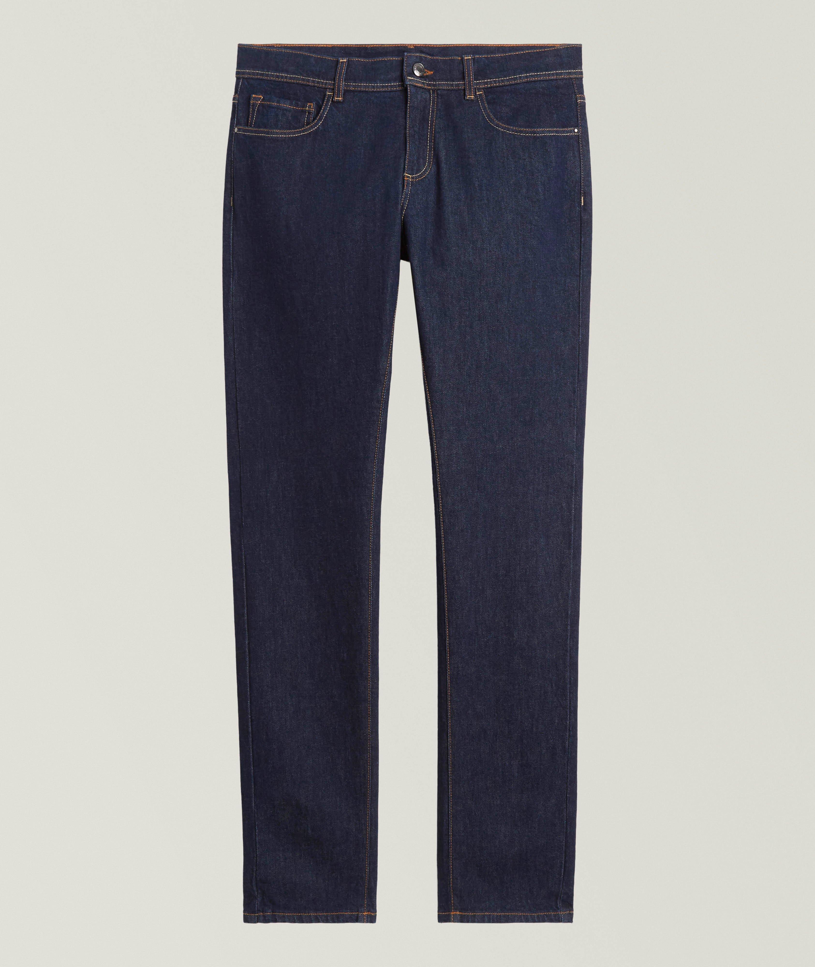 Slim-Fit Contrast Stitch Jeans image 0