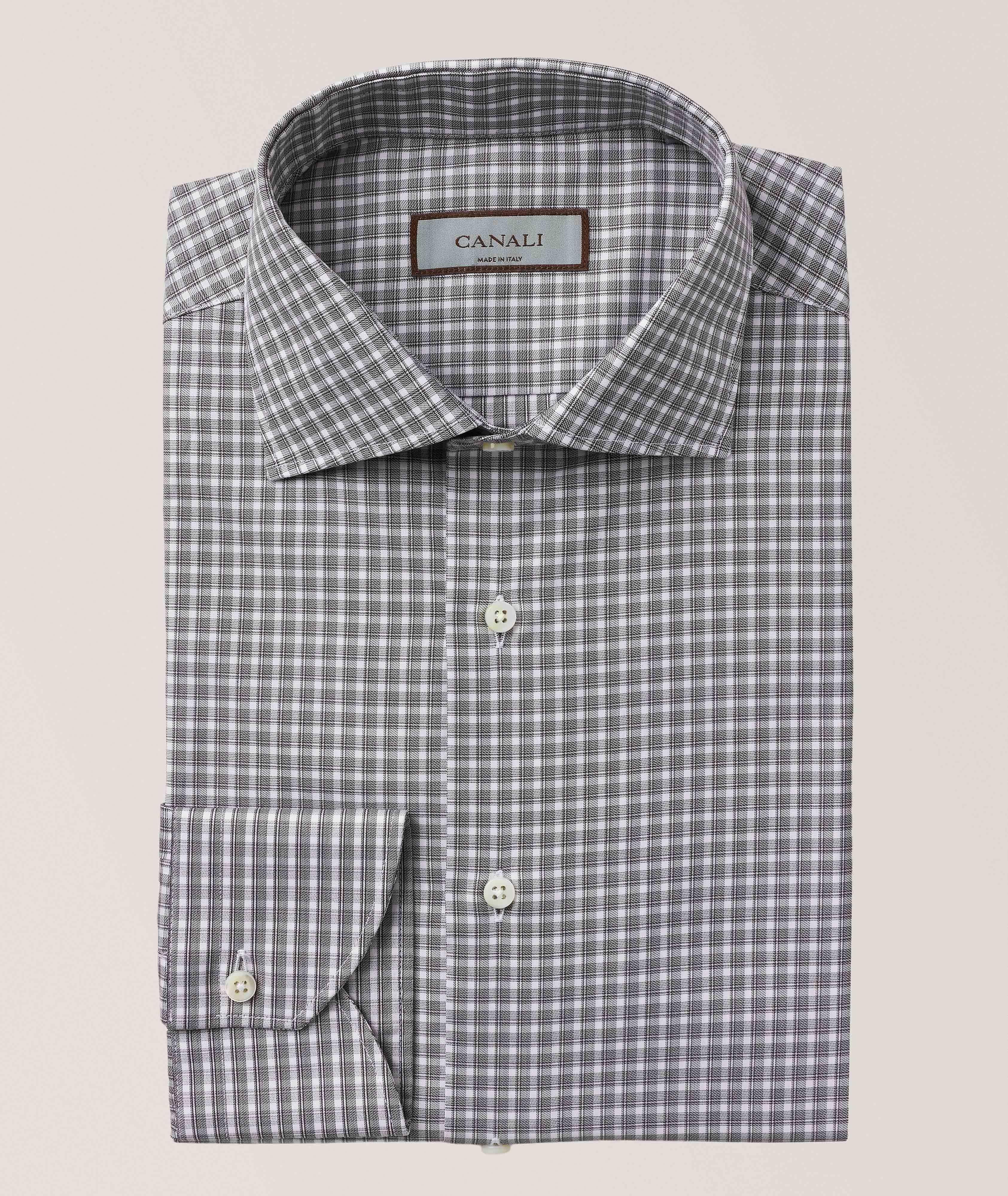 Canali Check Cotton Dress Shirt