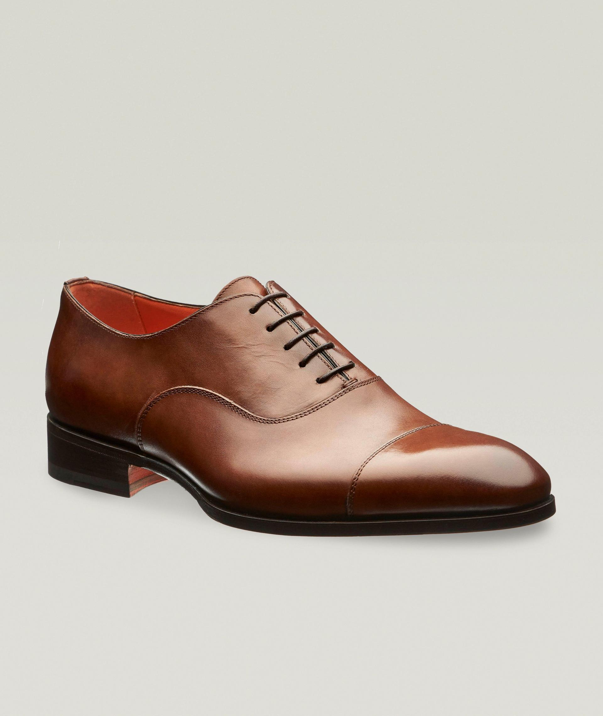 Chaussure lacée en cuir à bout rapporté image 0