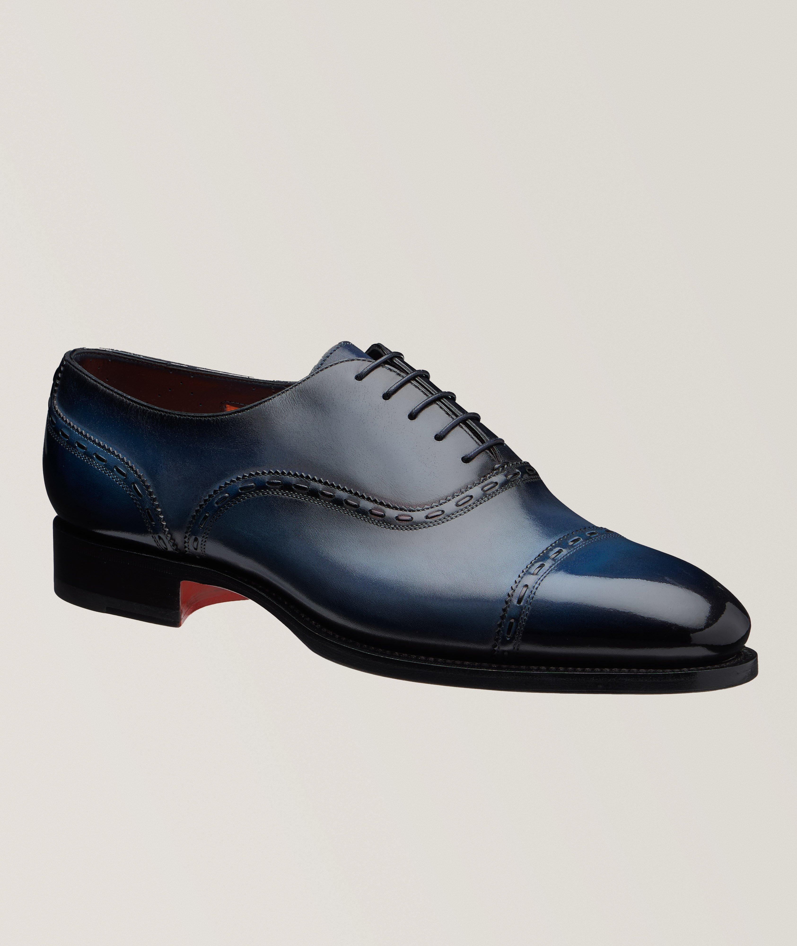 Burnished Leather Cap-Toe Oxfords image 0
