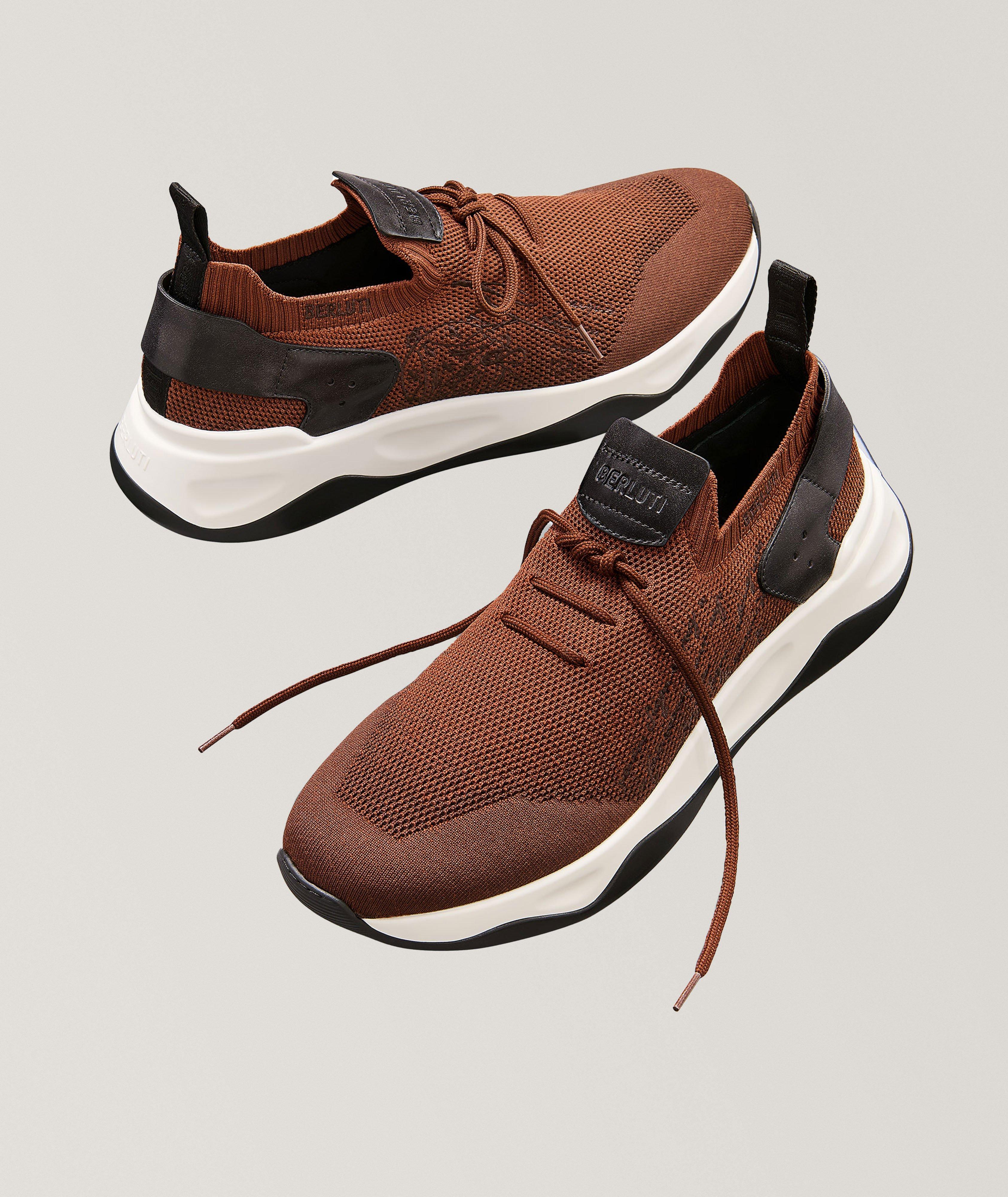 Shadow Scritto Knit & Lagoon Calf Sneakers image 3