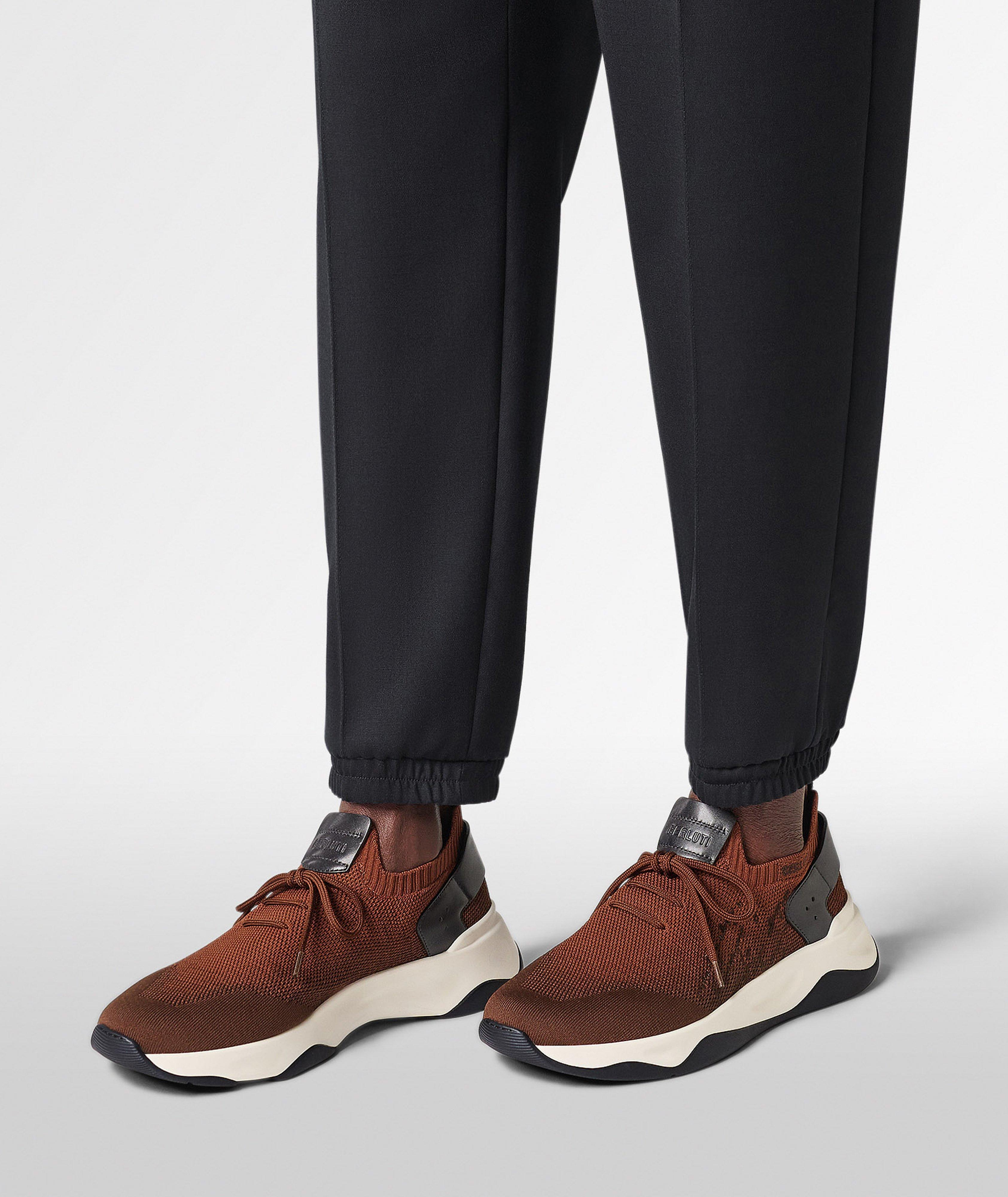 Shadow Scritto Knit & Lagoon Calf Sneakers image 6