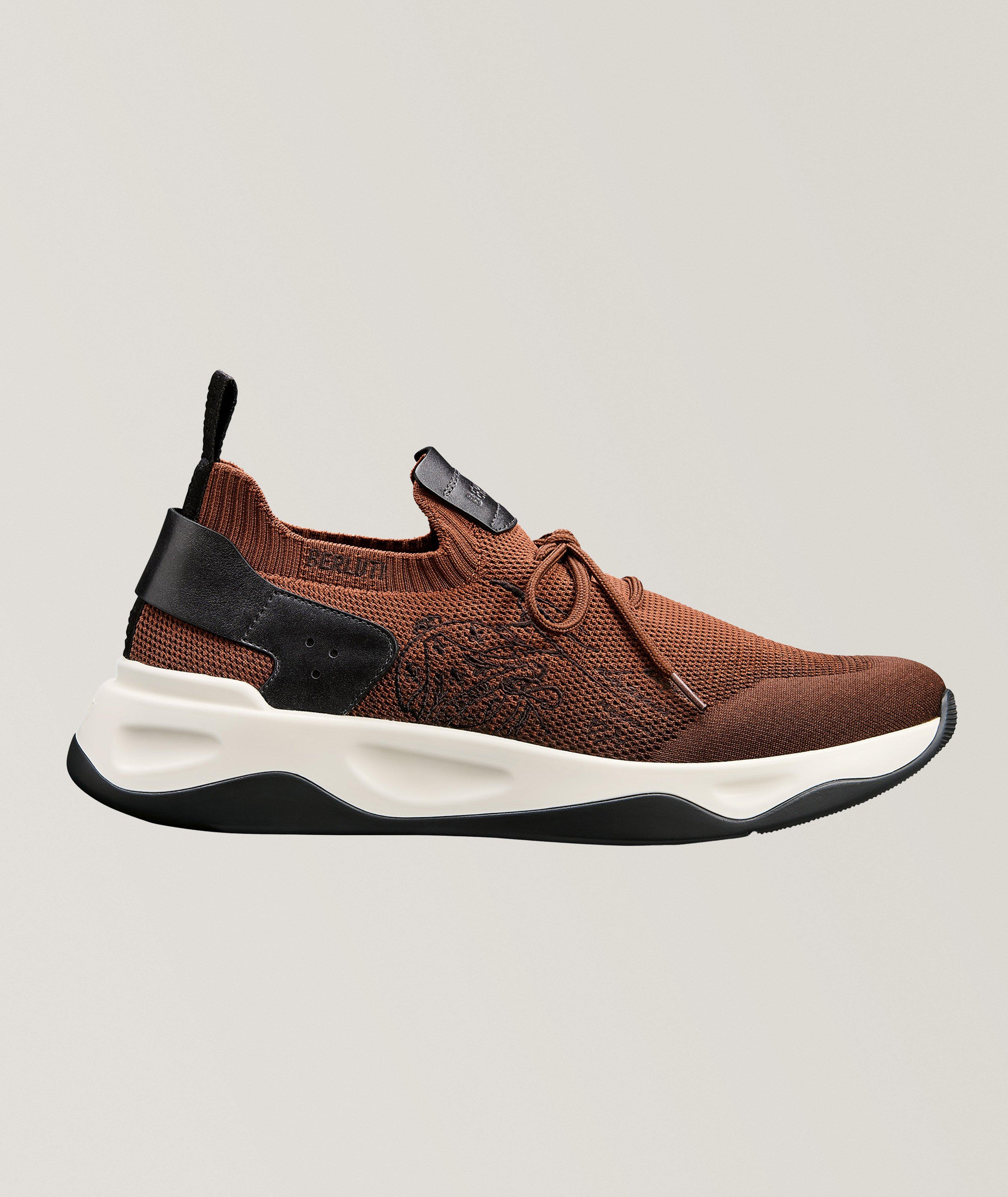Shadow Scritto Knit & Lagoon Calf Sneakers image 0