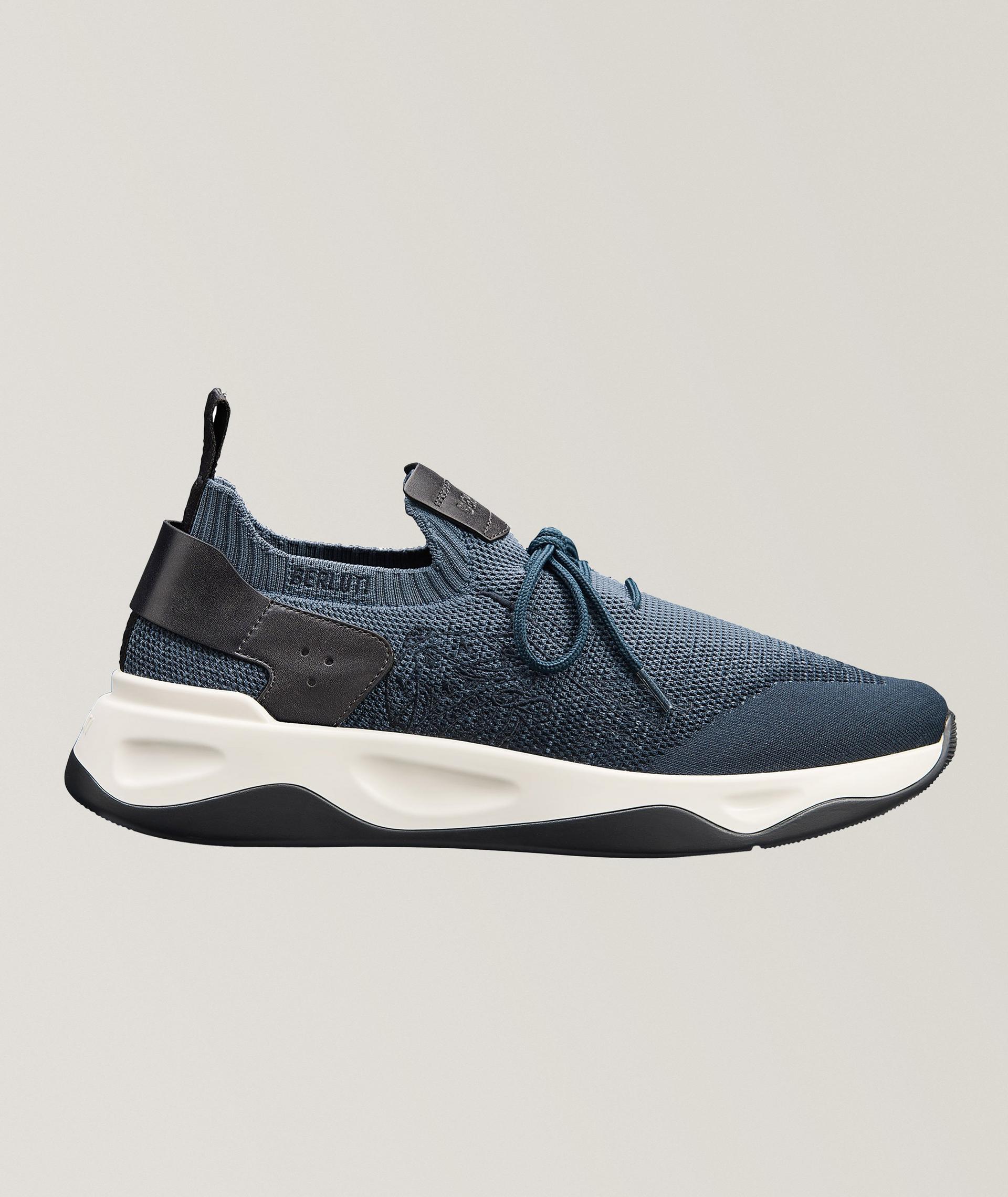 Chaussure sport en tricot et en cuir de veau à motif Scritto image 0